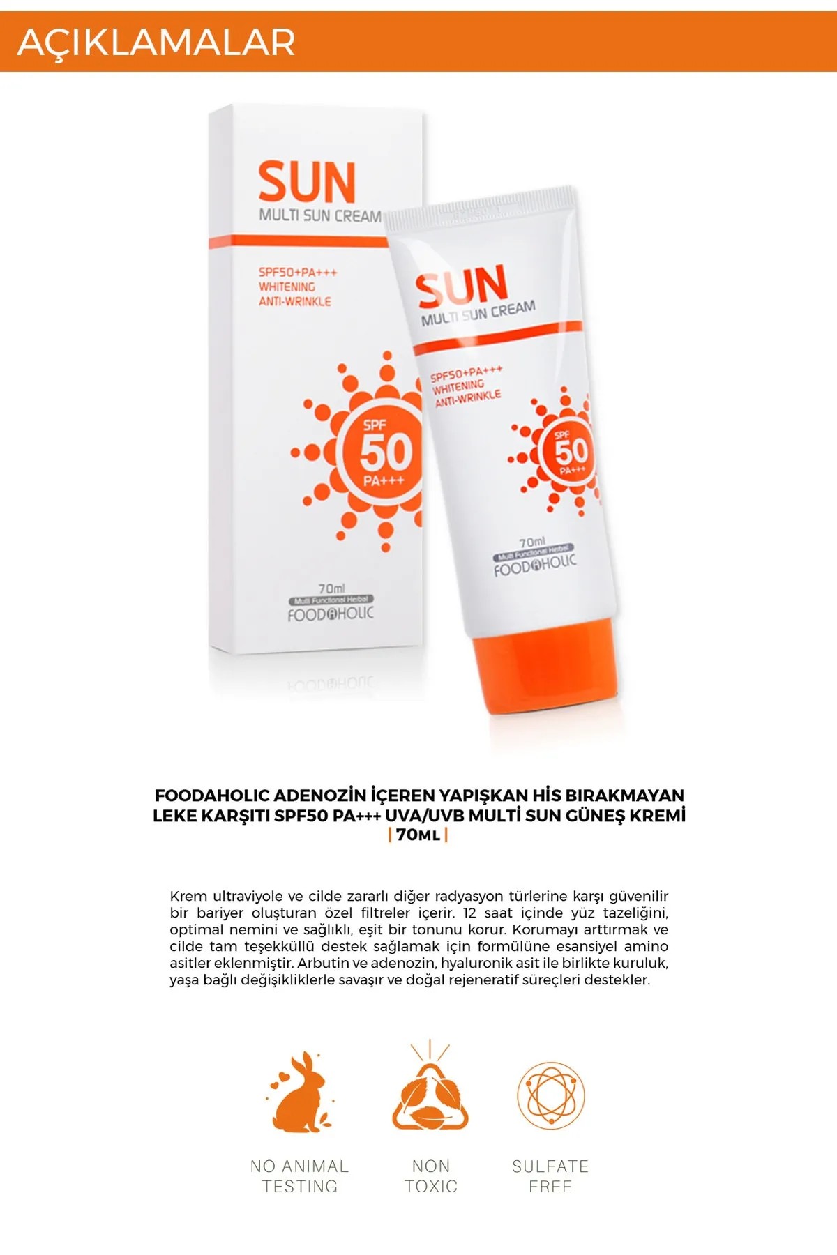 Sun Multi Güneş Kremi (Spf 50+)70 mL