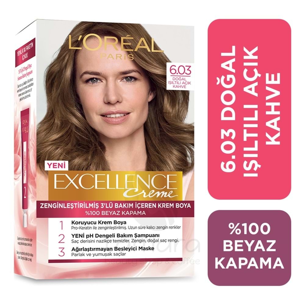 Loreal Paris Excellence Boya 6,03 Doğal Işıltılı Açık Kahve