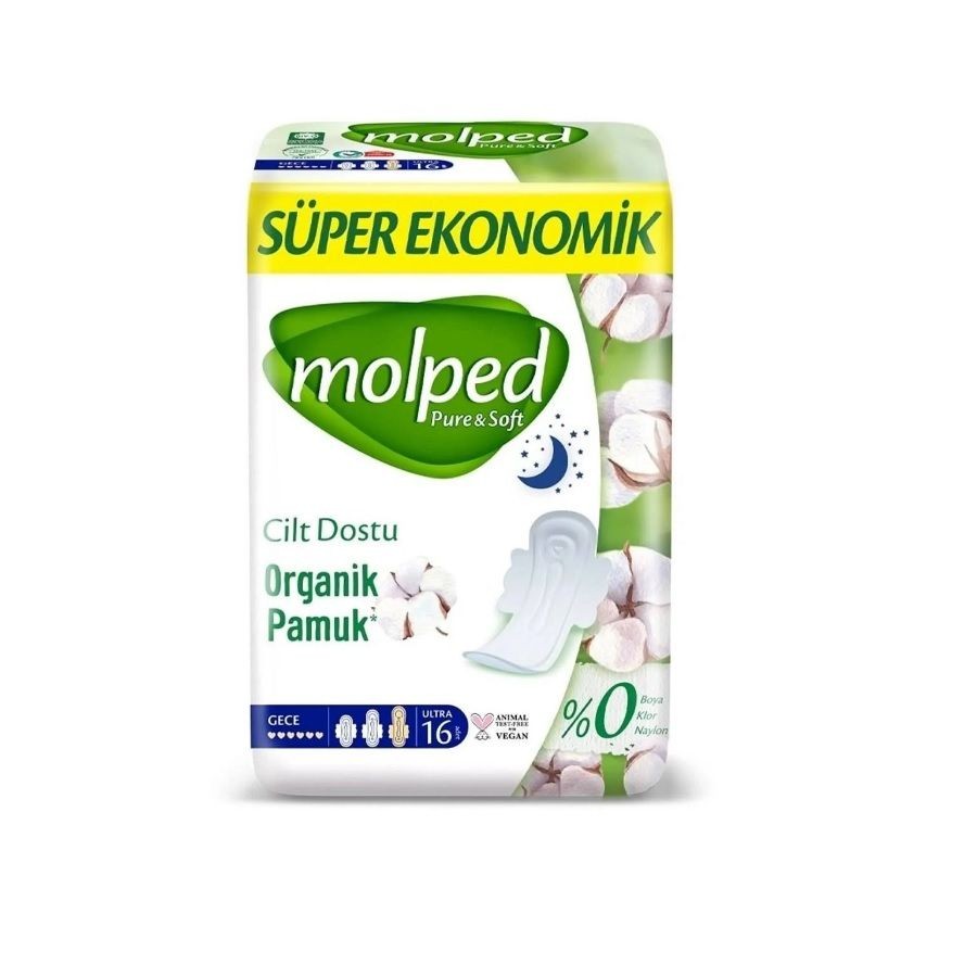 Molped Pure&Soft Hijyenik Ped Süper Ekonomik Gece 16 Adet