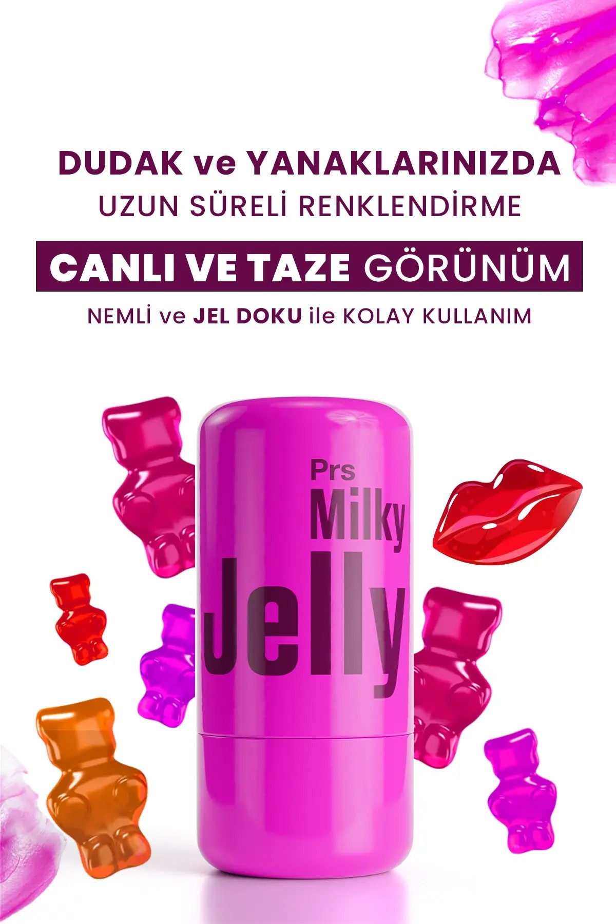 PROCSIN Milky Jelly Doğal Görünüm Dudak ve Yanak Renklendirici Allık Böğürtlen (Berry) 5 GR