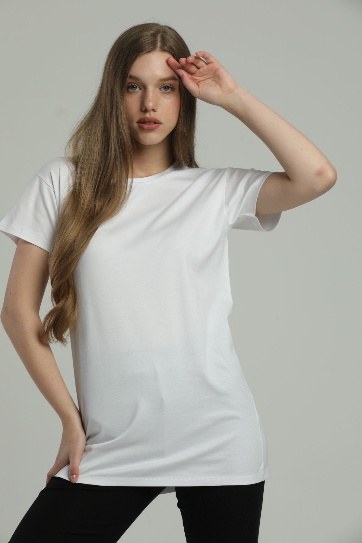 Yuvarlak Yaka Beyaz Regular Long Organik Pamuk T-Shirt