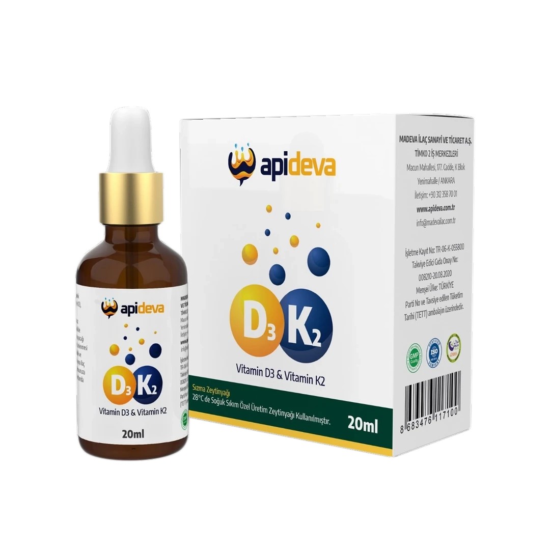 Apideva - D3K2 (D3 ve K2 Vitamini) GİMDES Sertifikalı