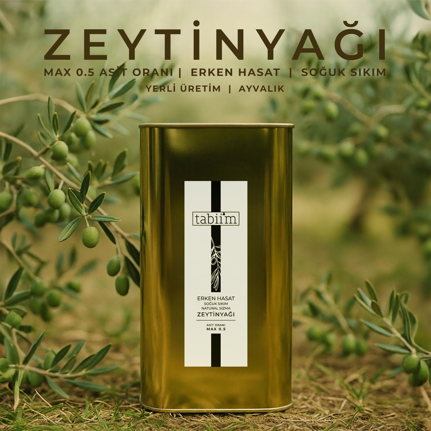 Tabii'm - Erken Hasat Soğuk Sıkım Zeytinyağı 5 lt