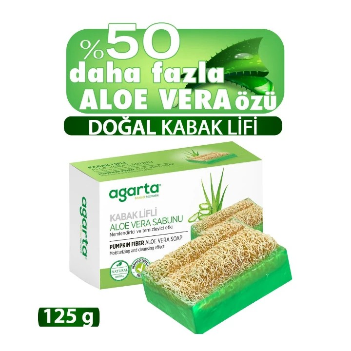 Agarta - Doğal Kabak Lifli El Yapımı Aloe Vera Sabunu 125g