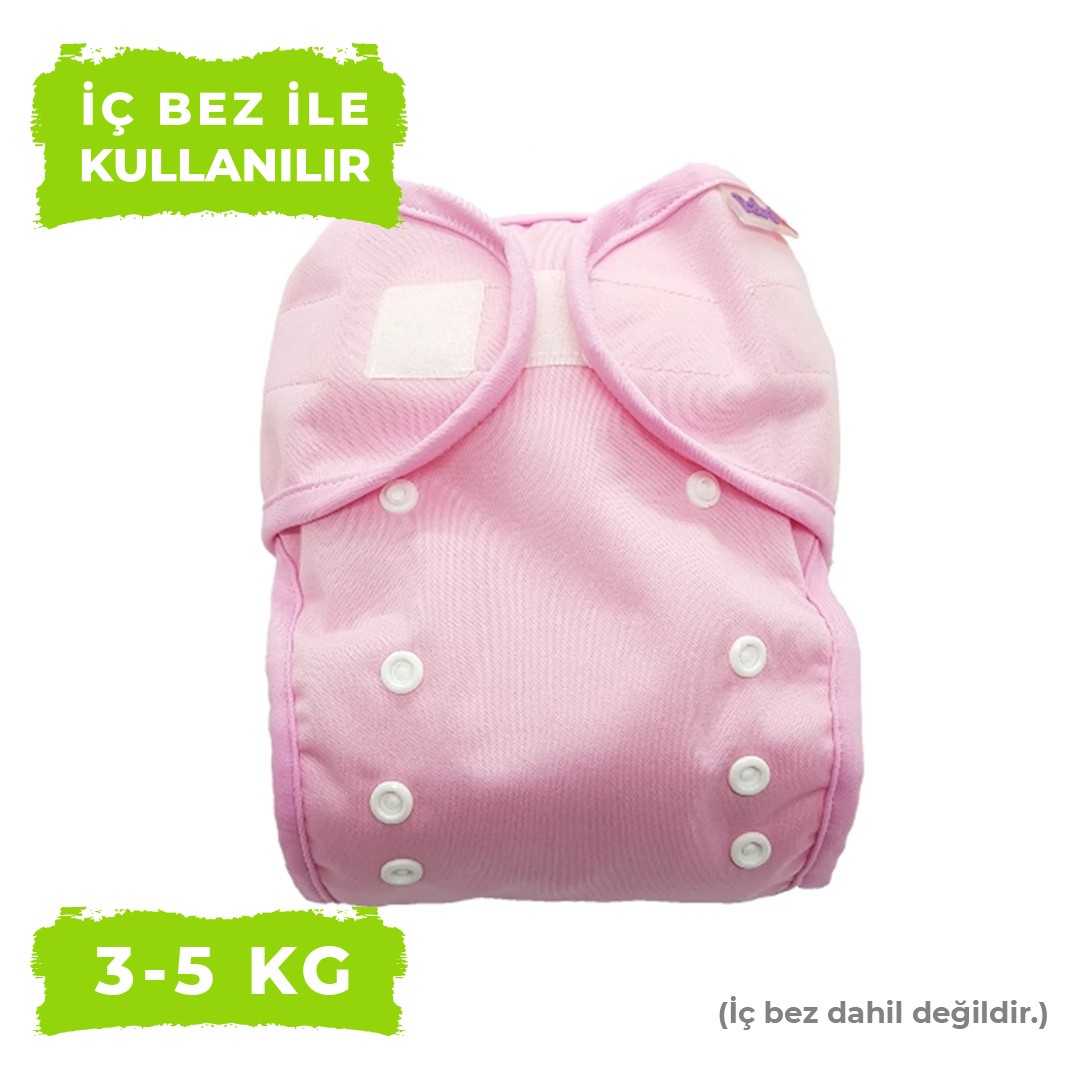 BabyNEO - Yenidoğan Yıkanabilir Bebek Bezi Sızdırmaz Dış Bez Cover - Pembe