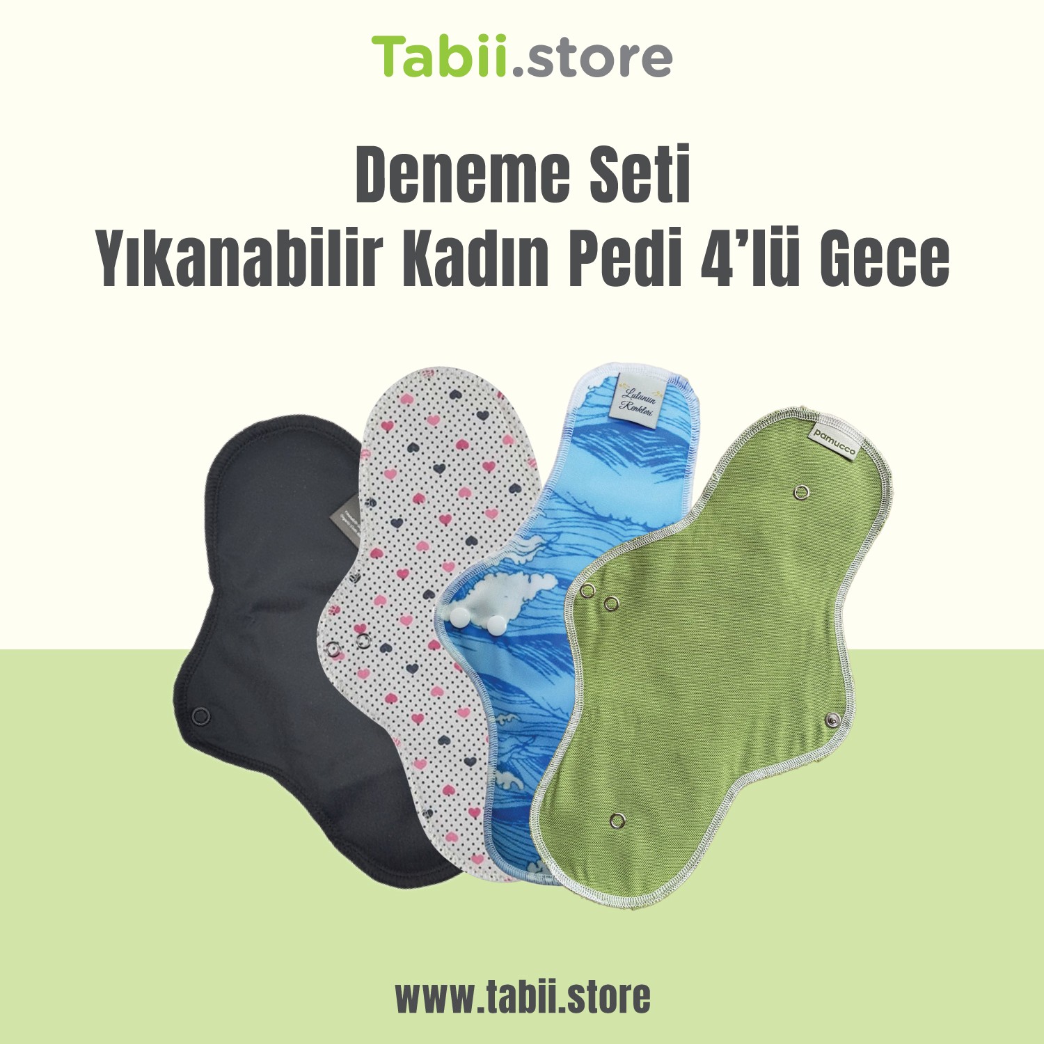 Tabii Store - Deneme Seti Yıkanabilir Kadın Pedi 4'lü Gece