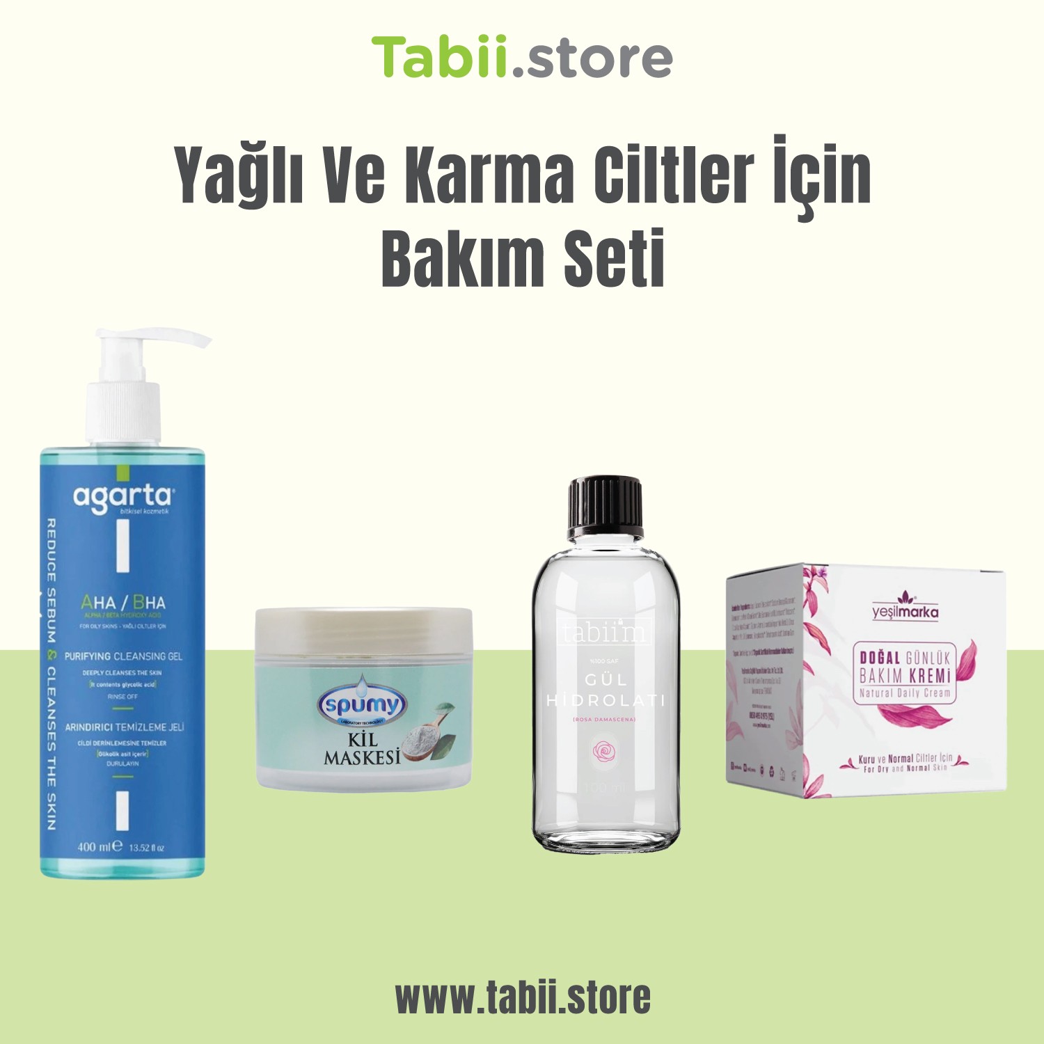 Tabii Store - Yağlı Ve Karma Ciltler İçin Bakım Seti