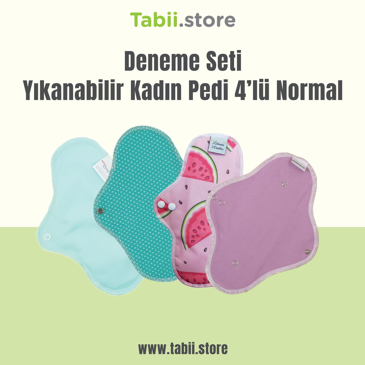 Tabii Store - Deneme Seti Yıkanabilir Kadın Pedi 4'lü Normal