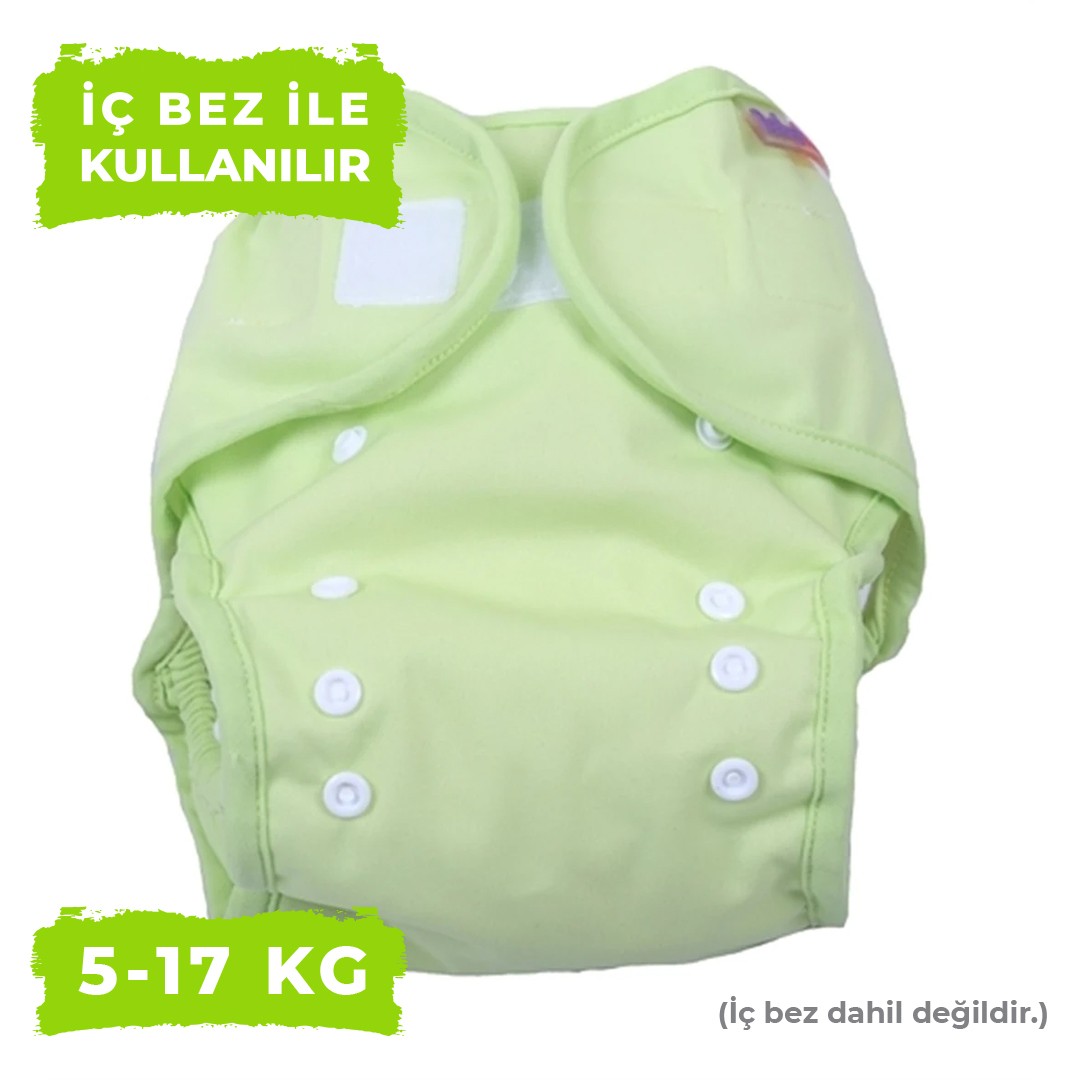 BABYNEO - Tek Beden Yıkanabilir Bebek Bezi Sızdırmaz Dış Bez Cover - Lime