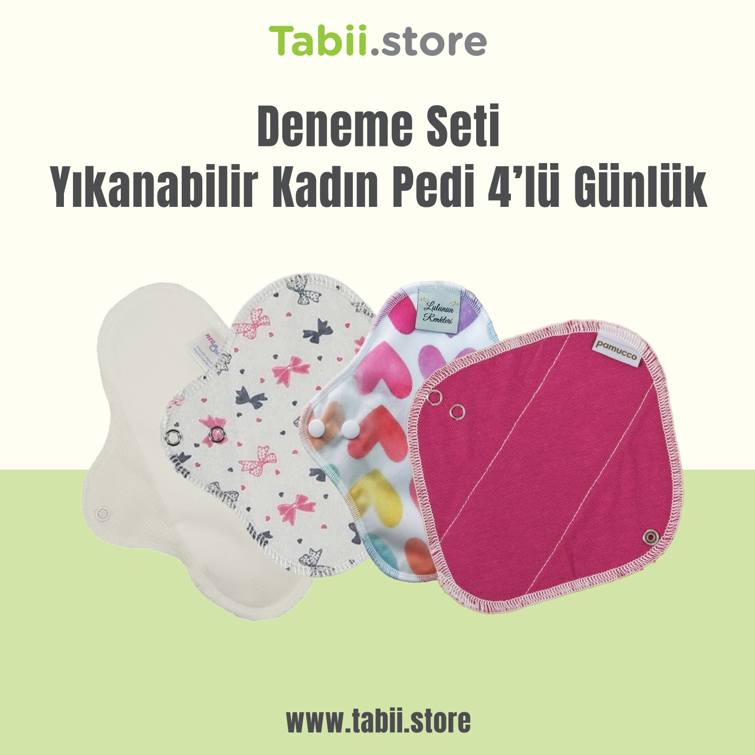 Tabii Store - Deneme Seti Yıkanabilir Kadın Pedi 4'lü Günlük