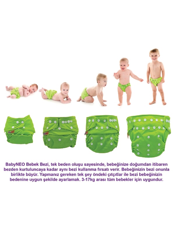 BabyNEO - Yenidoğan Yıkanabilir Bebek Bezi Sızdırmaz Dış Bez Cover - Mint