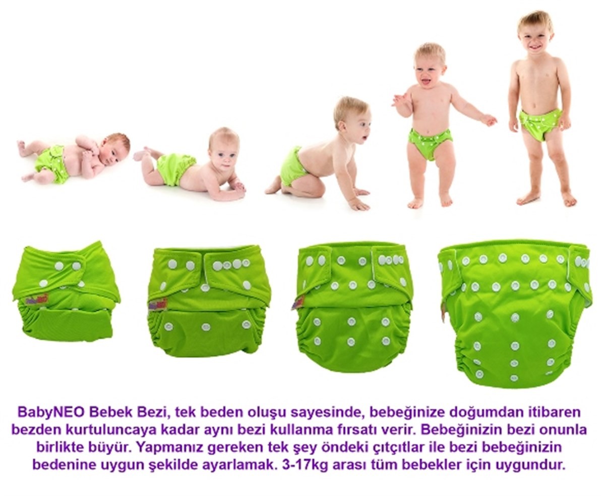 BabyNEO - Tek Beden Bambu Yıkanabilir Bebek Bezi Sızdırmaz Dış Bez Pocket - Pembe