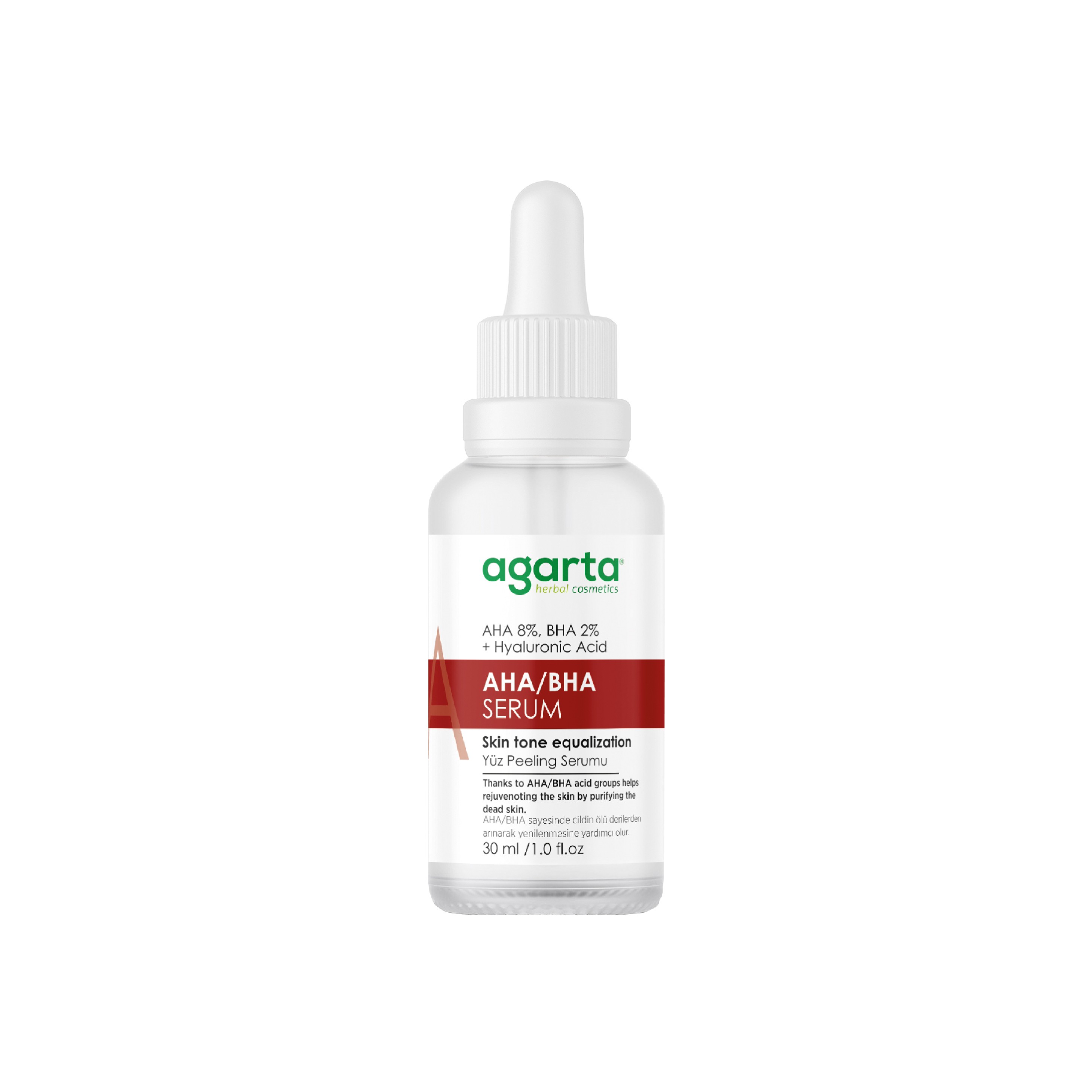 Agarta - Doğal Canlandırıcı Yüz Peeling Bakım Serumu 30 ML (Aha 8 % + Bha 2%+ Niacinamide)