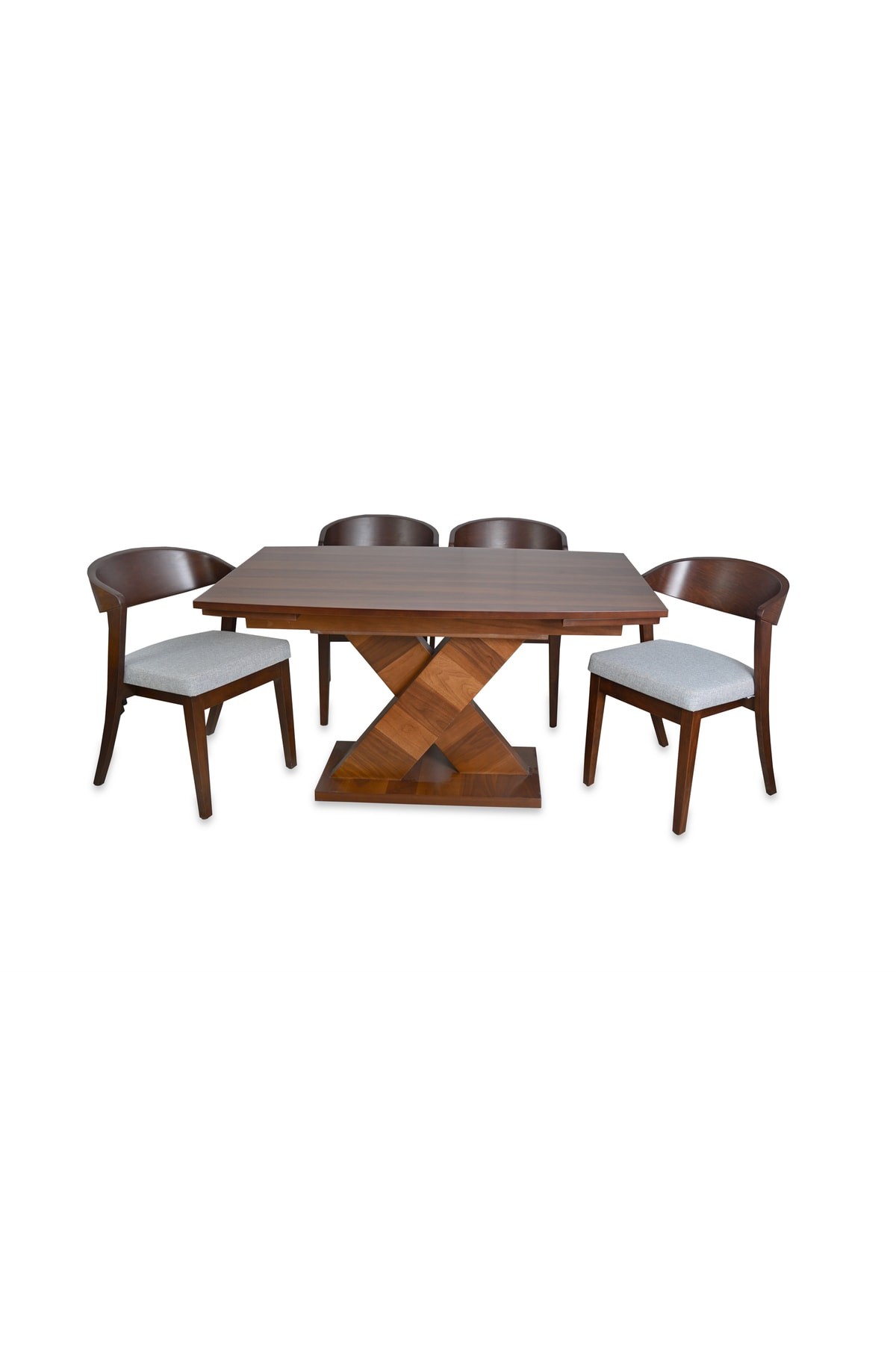 Cappadocia Walnut Veneer 90x140+30+30 Table / Baku Chair Kitchen Set