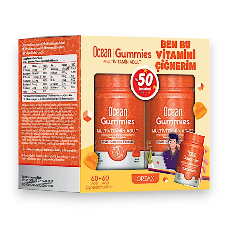 Ocean Gummies Multivitamin Adult 60 Tablet x 2 Adet