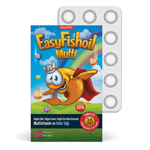 Easy Fish Oil Portakal ve Limon Aromalı Balık Yağı ve D Vitamini 30 Çiğnenebilir Form