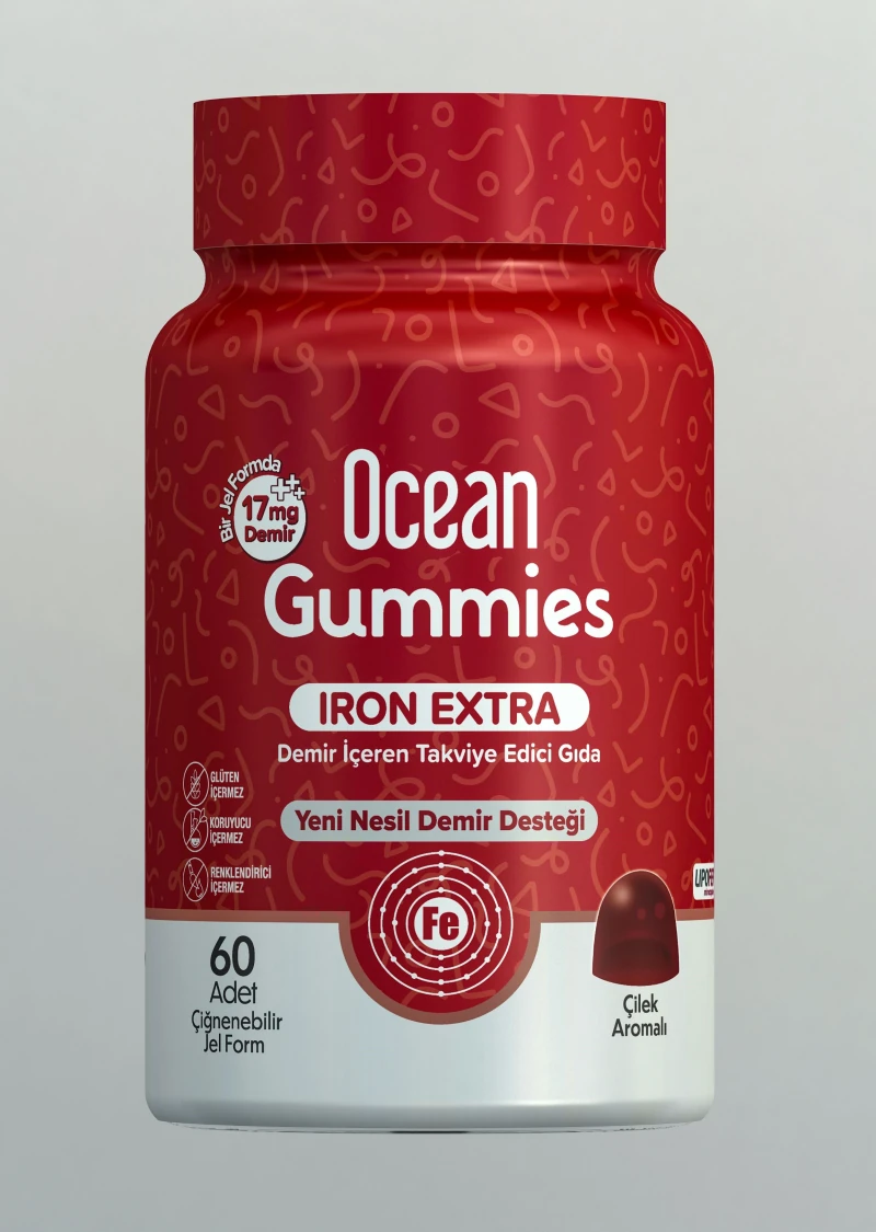 Orzax Ocean Gummies Iron Extra Demir İçeren Takviye Edici Gıda 60 Adet Çİğnenebilir Jel Form