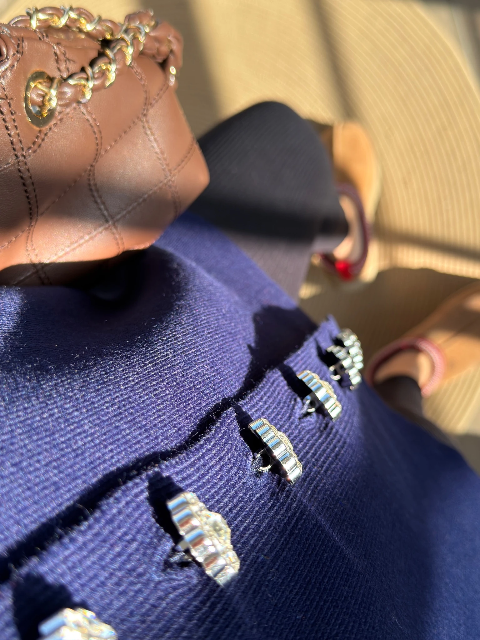 Ms Model Çiçek Düğmeli Lacivert Hırka 