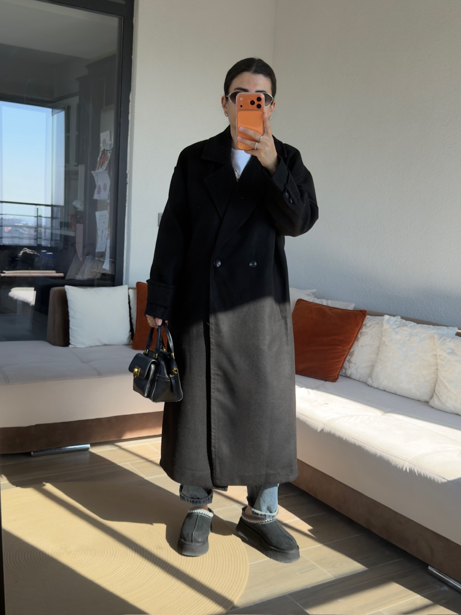 Premium Siyah Kaşe Kaban