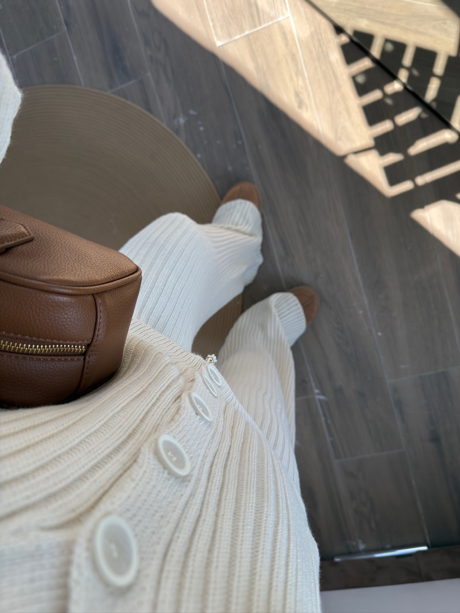 Fitilli Ekru Hırka Triko Takım