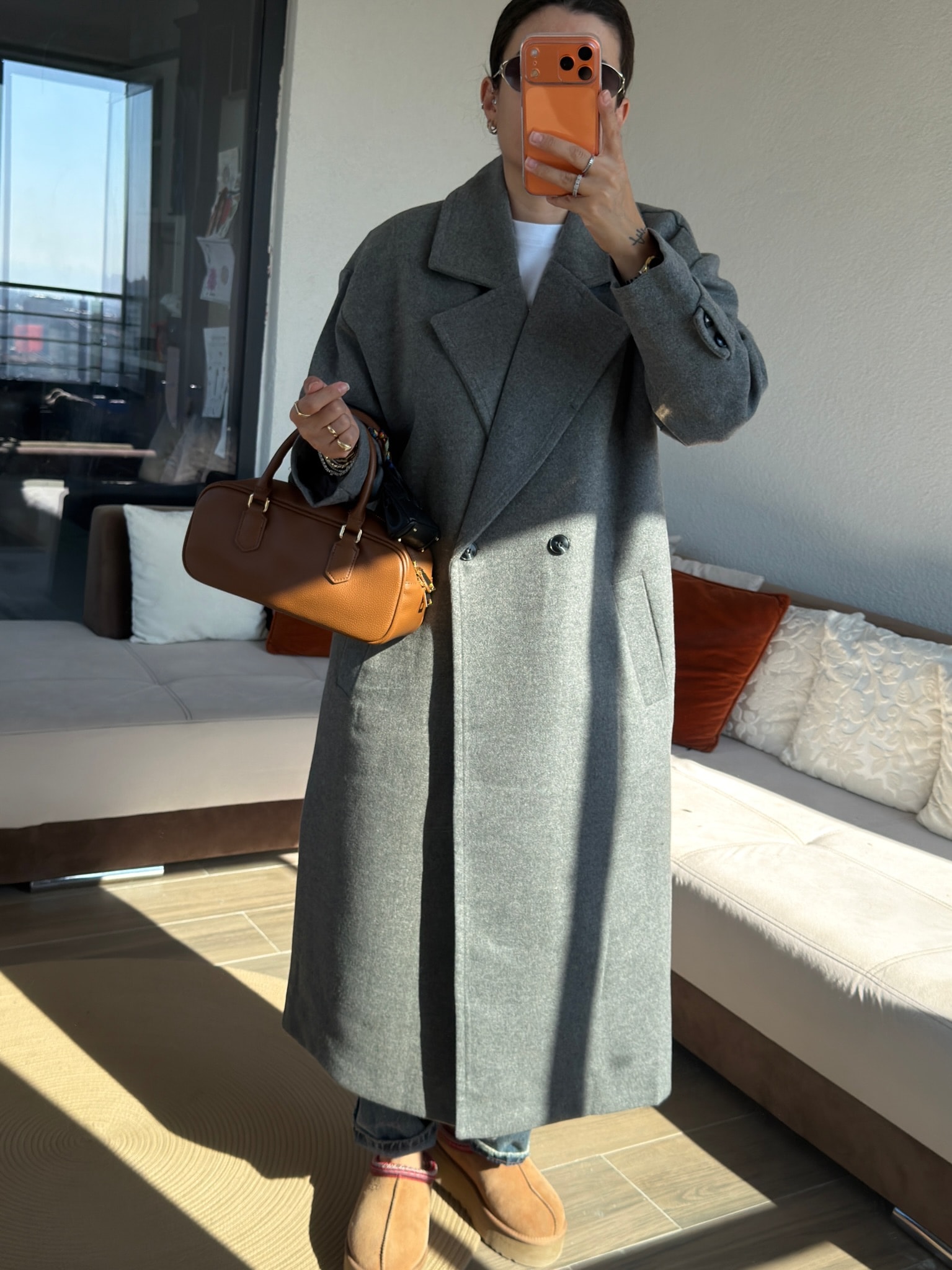 Premium Gri Kaşe Kaban