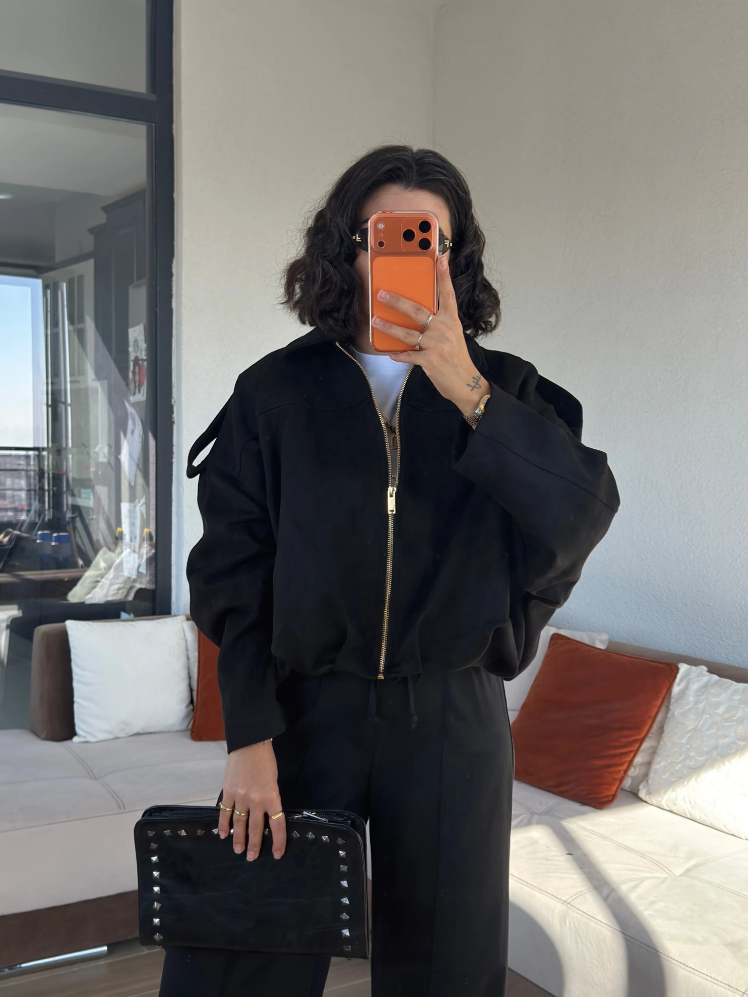 Premium Siyah Süet Bomber Ceket