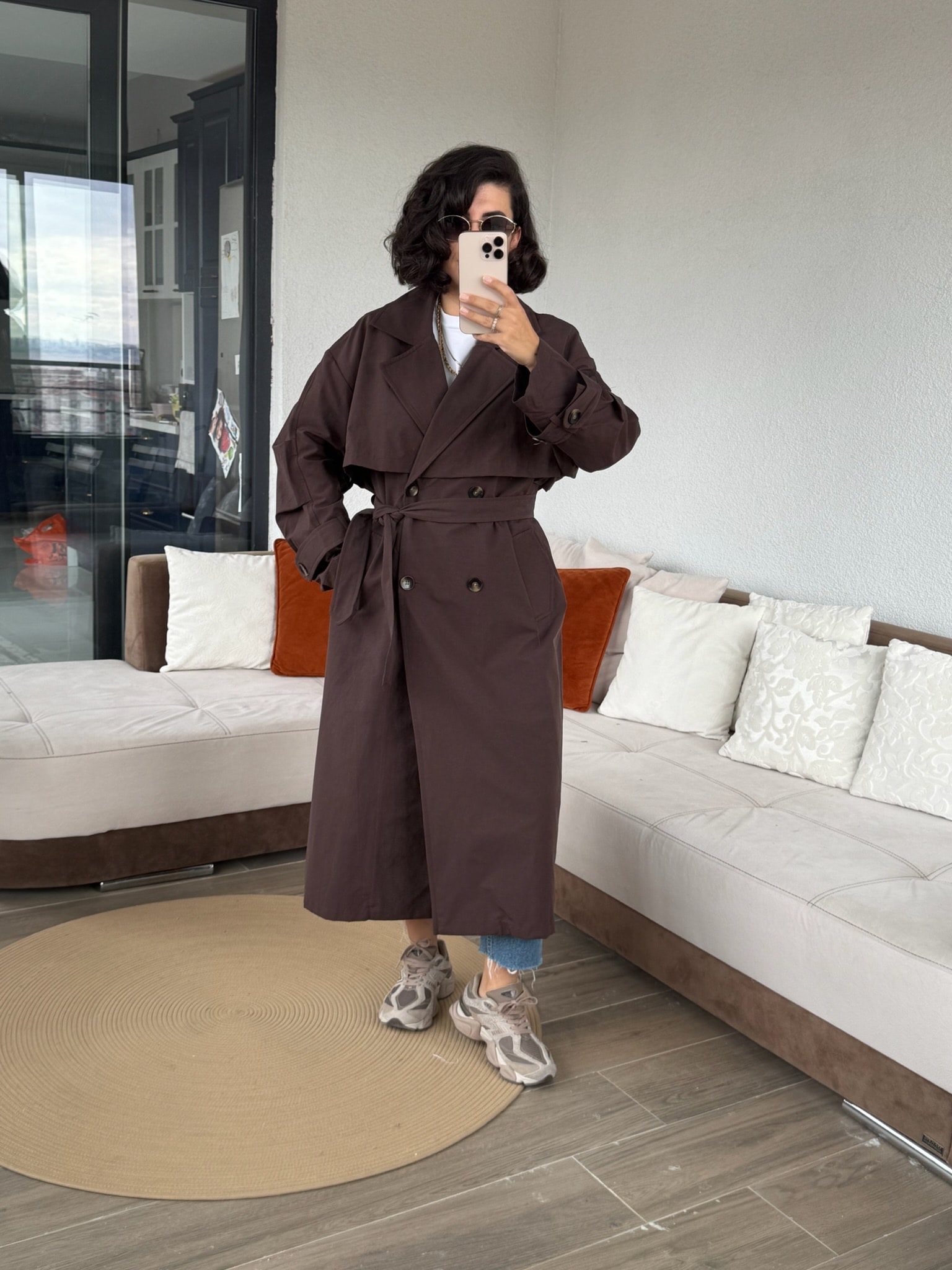 Premium Kol Detaylı Belde Bağlamalı Trençkot 