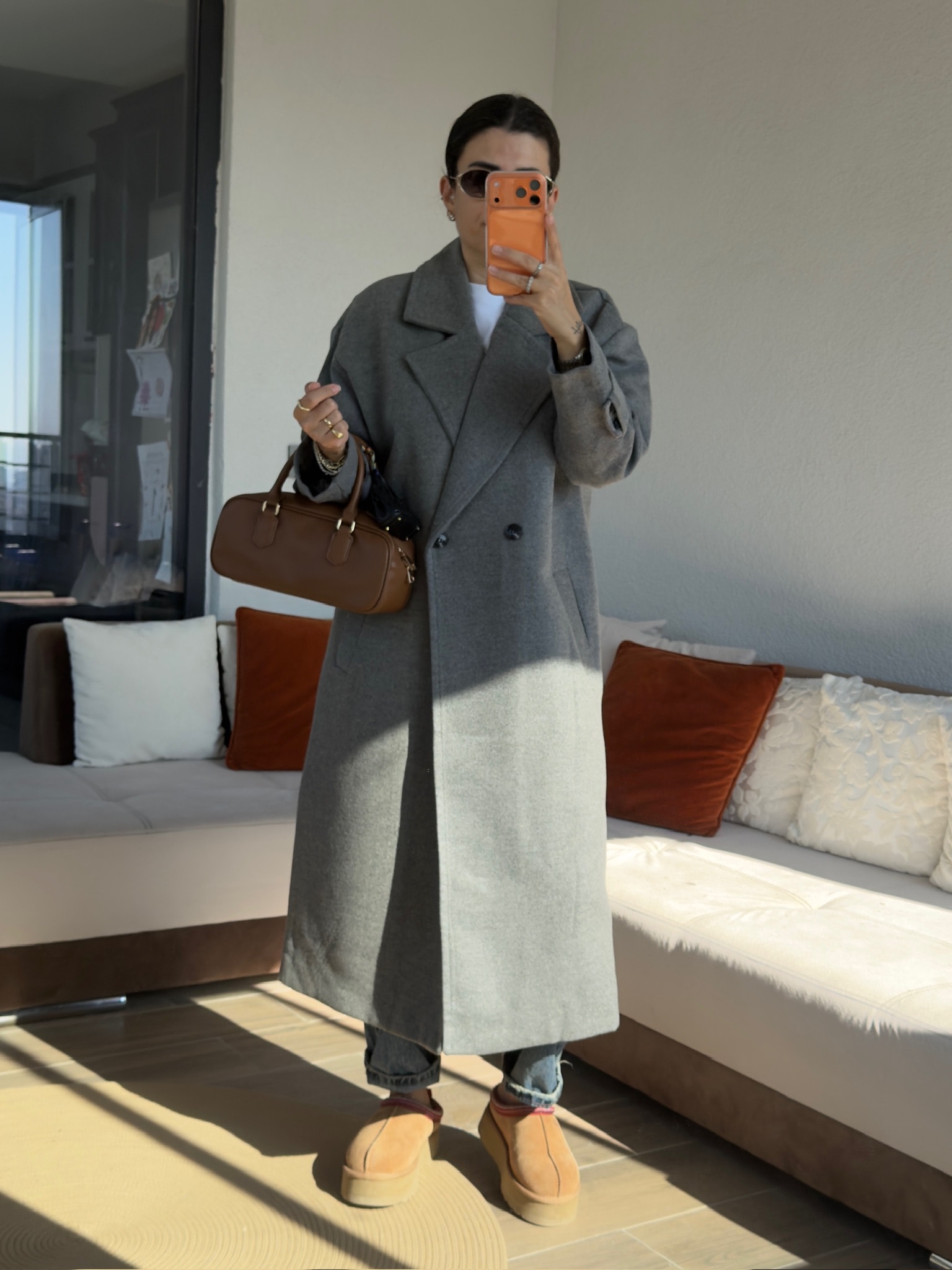 Premium Gri Kaşe Kaban