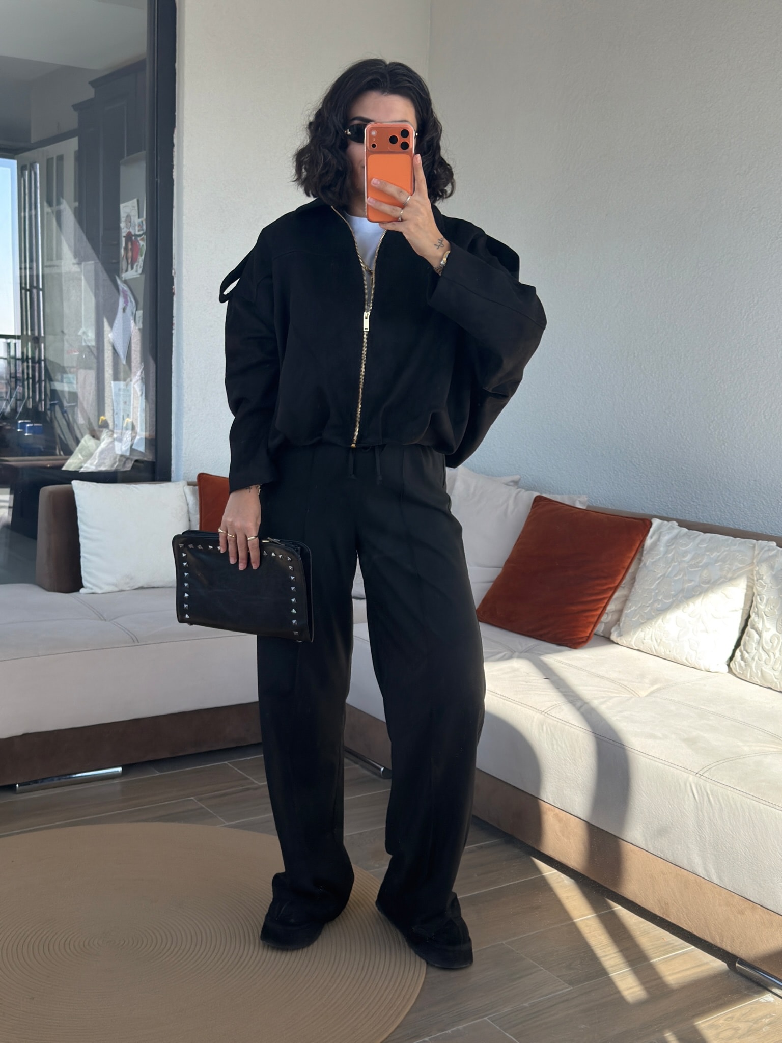 Premium Siyah Süet Bomber Ceket