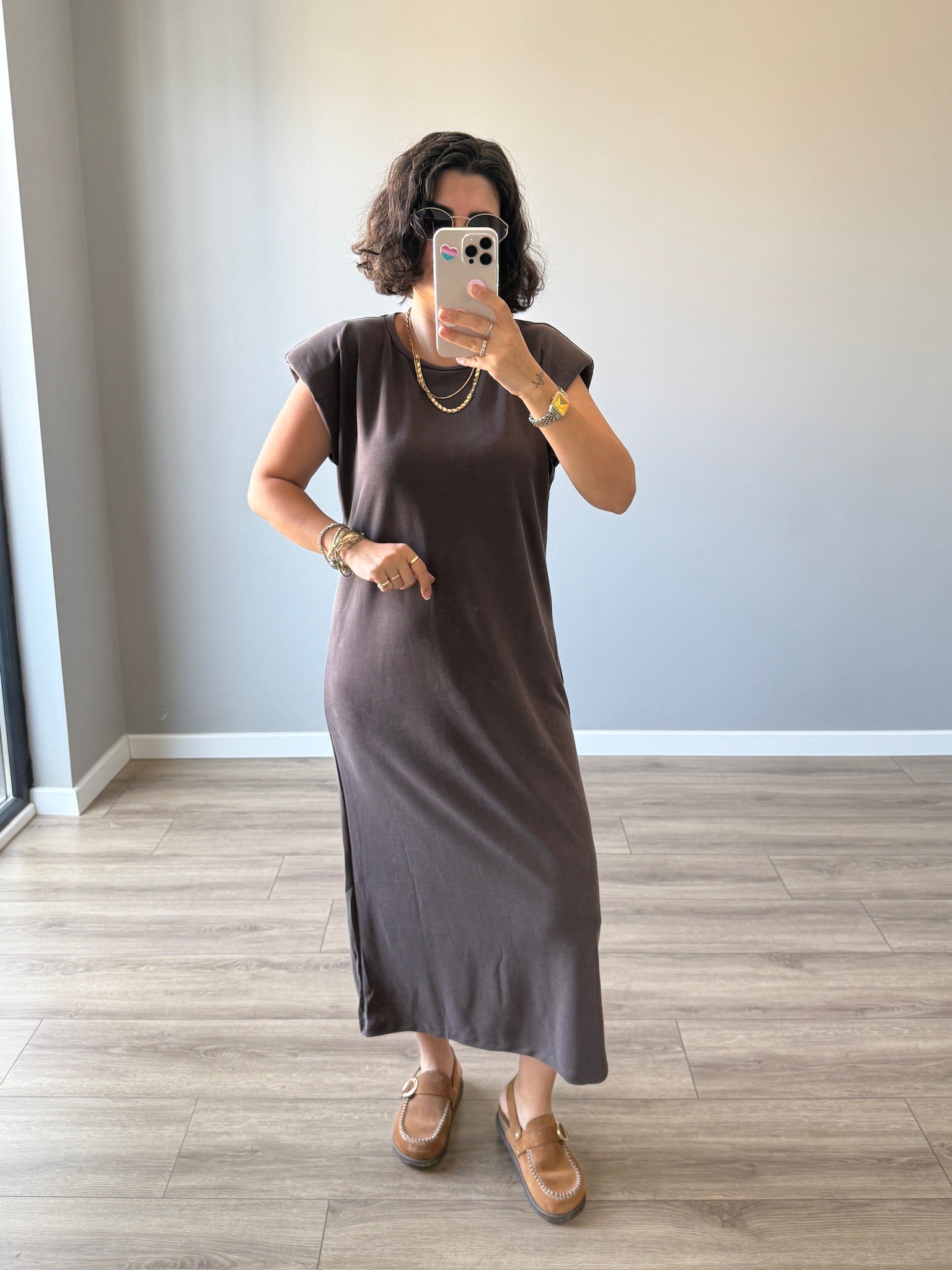 OYS Model Vatkalı Pike Modal Kahve Elbise