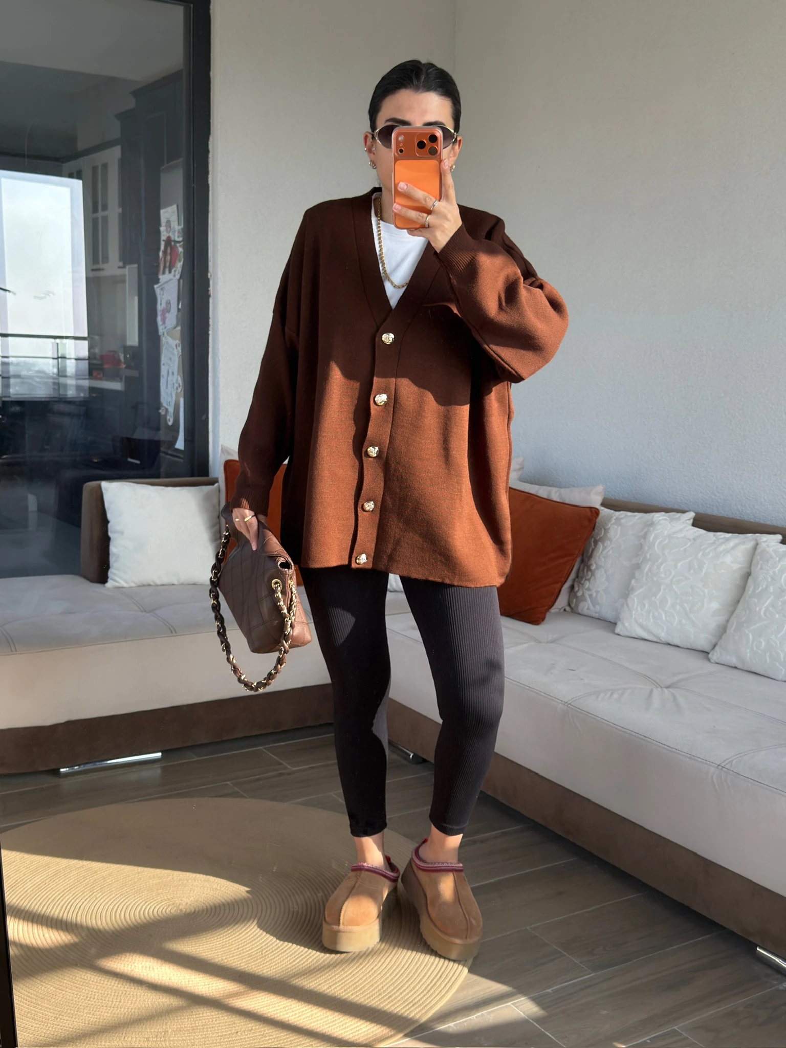 Ms Model Acı Kahve Düğmeli Triko Hırka