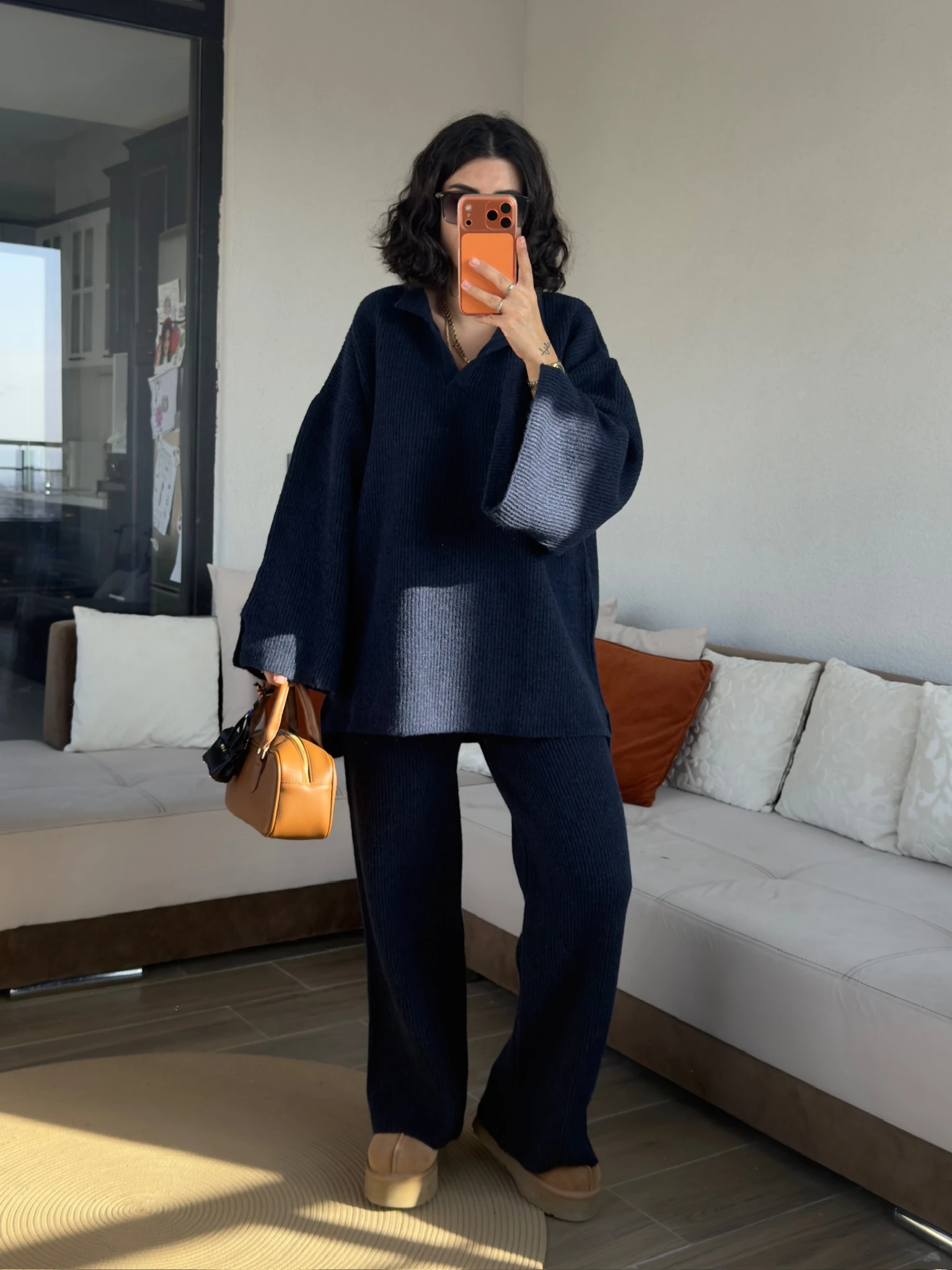 Premium V Yaka Fitilli Lacivert Takım