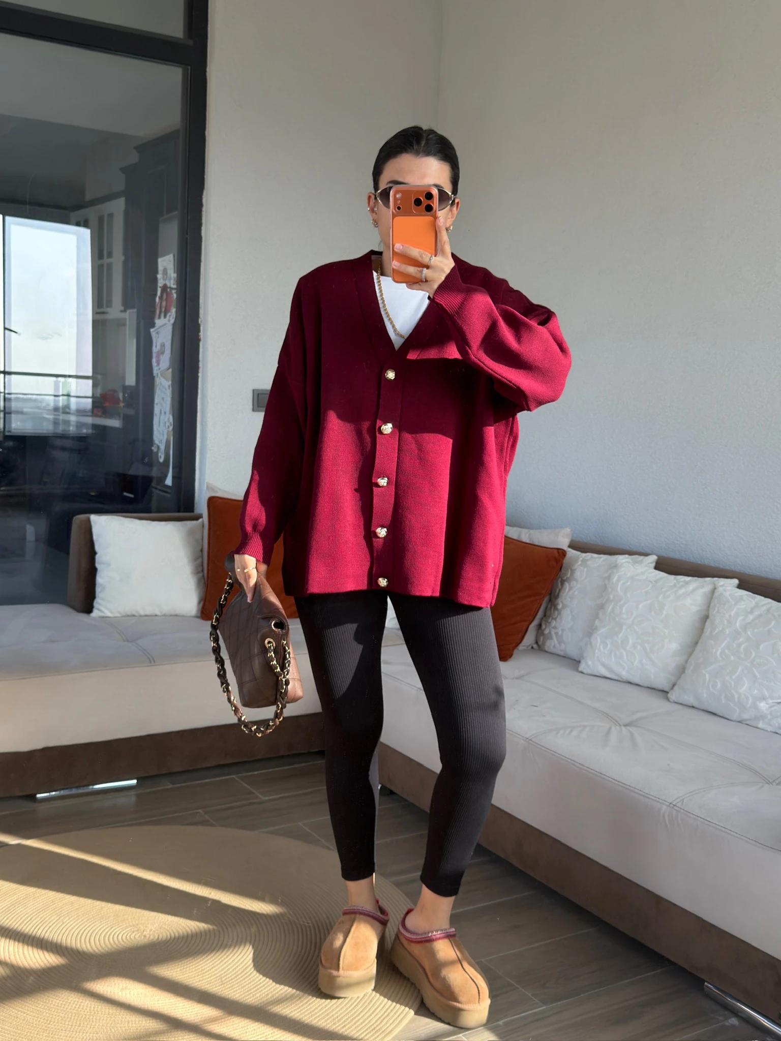 Ms Model Bordo Düğmeli Triko Hırka