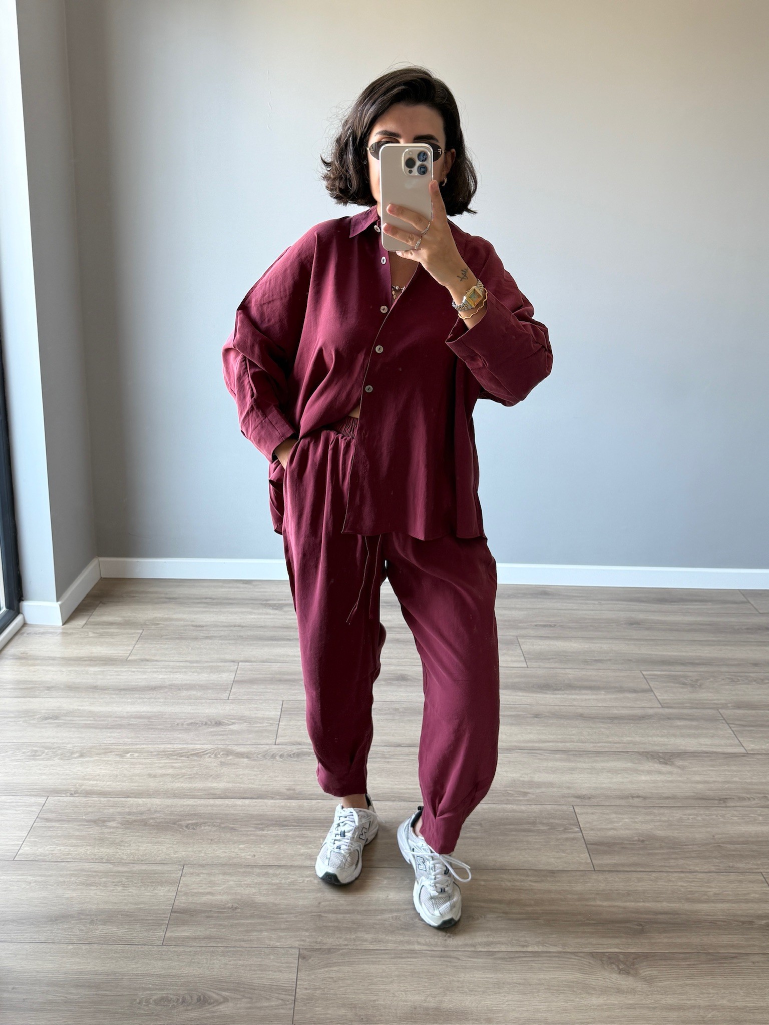 Premium Bordo Şalvarlı Takım