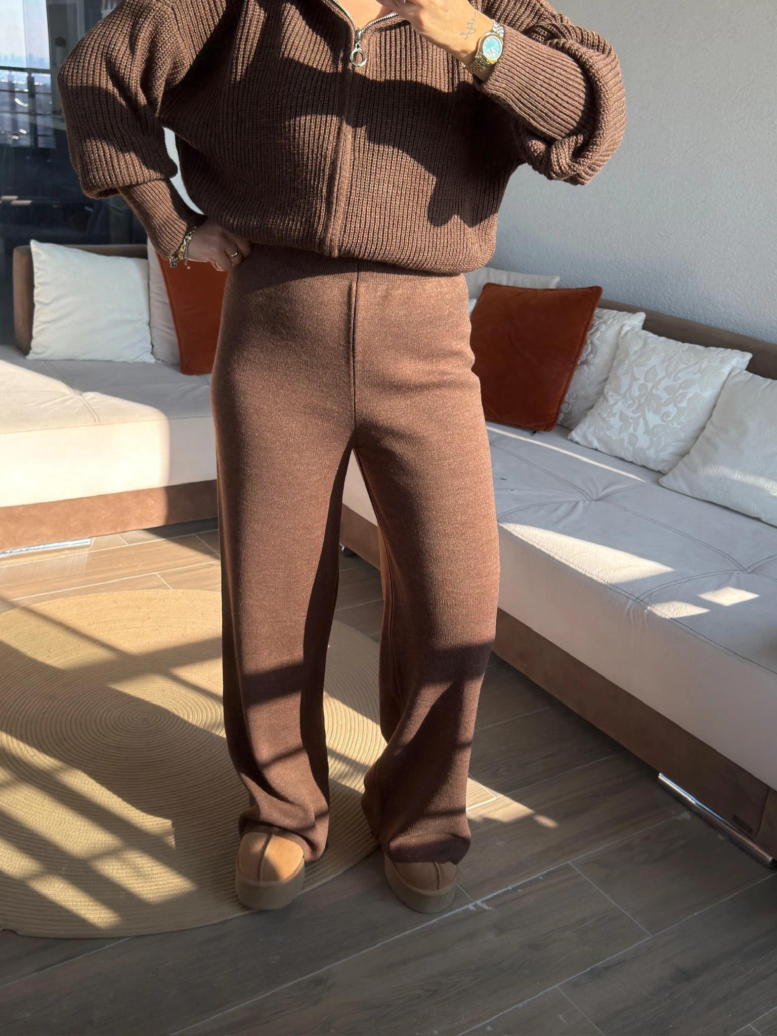 Acıkahve Triko Pantolon