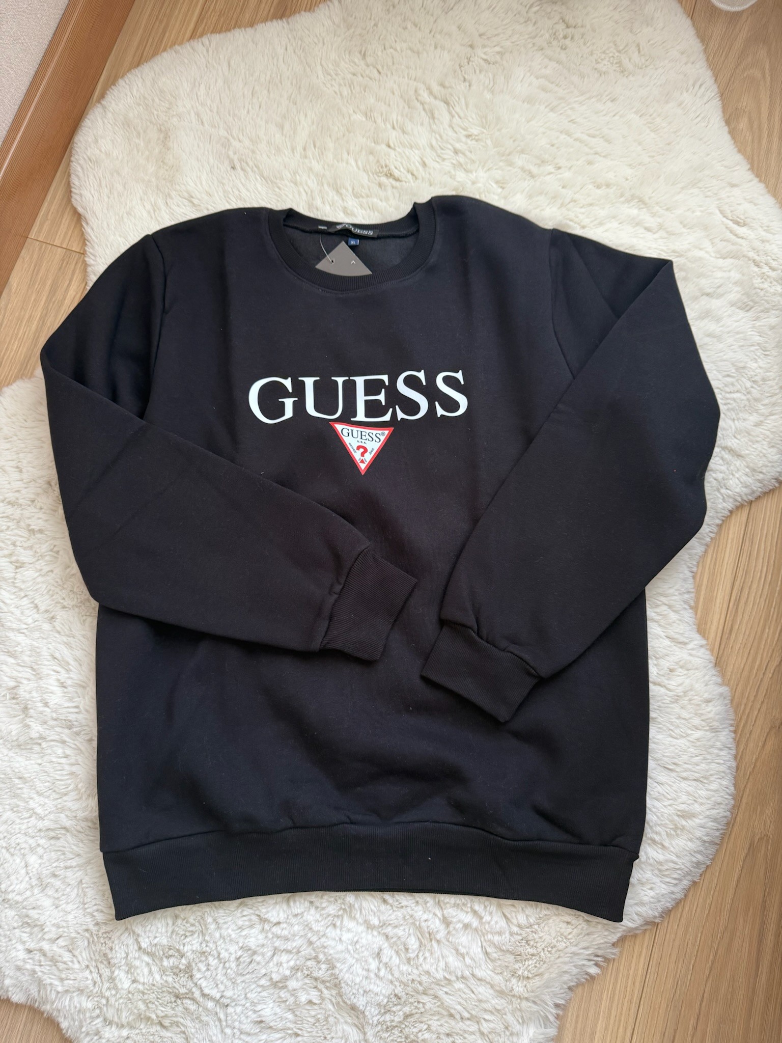 Siyah Yazılı 3 İplik Şadronlu Sweatshirt 