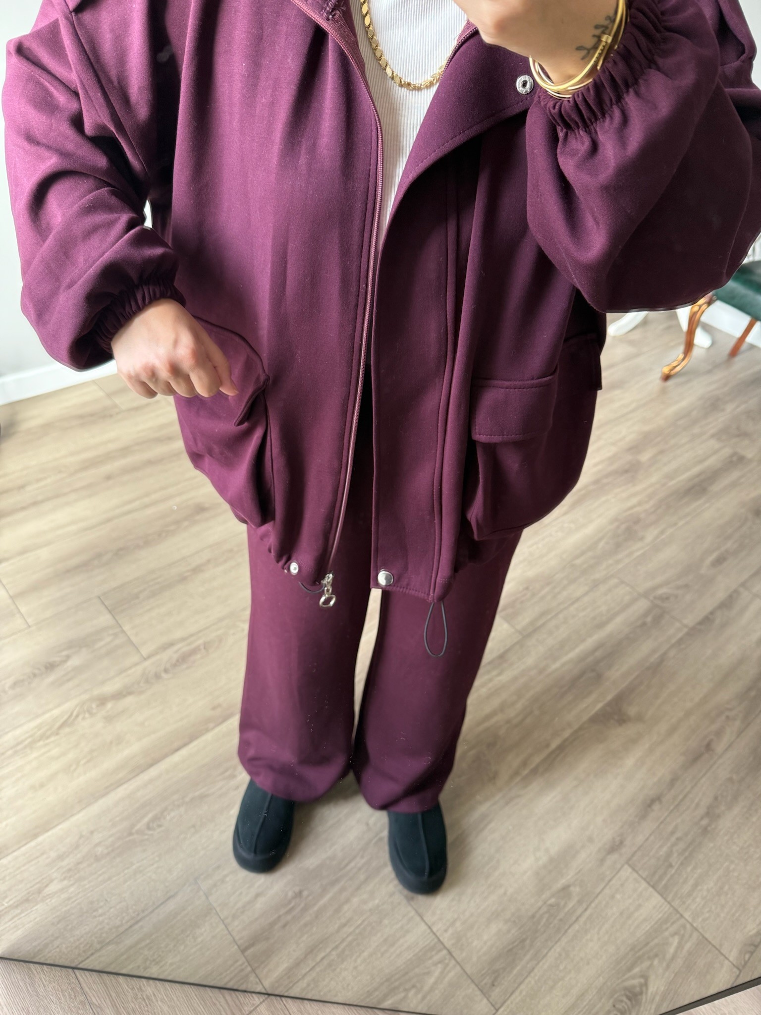 Bordo Cepli Modal Kumaş Takım