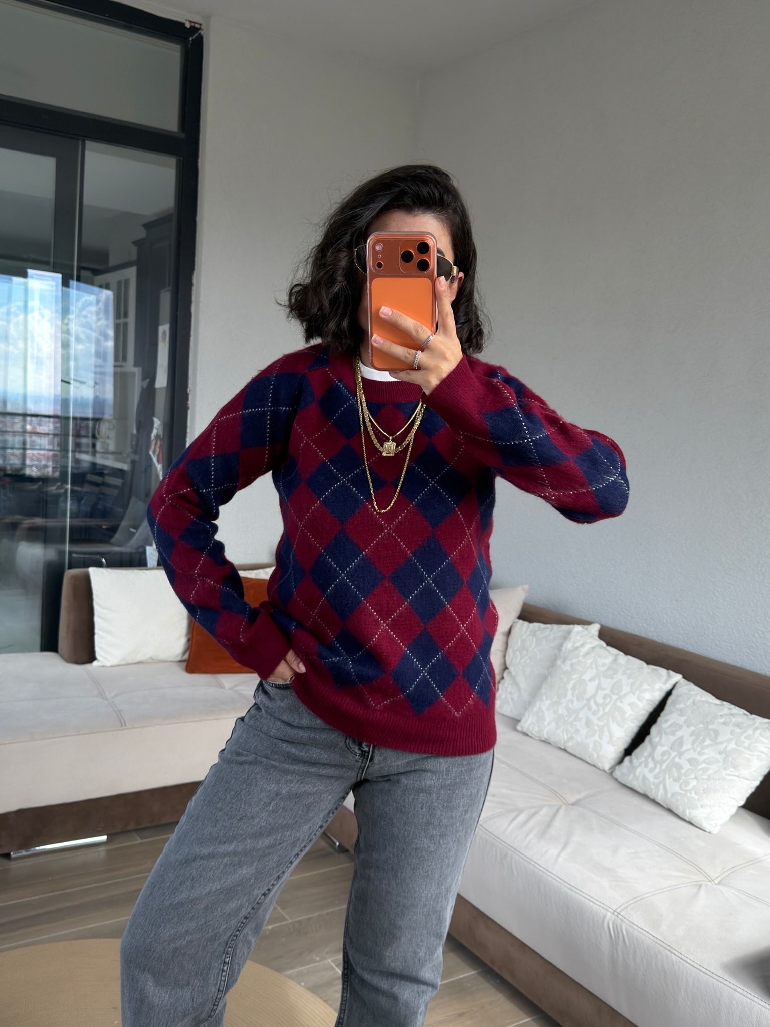 Premium Bordo Lacivert Triko Kazak