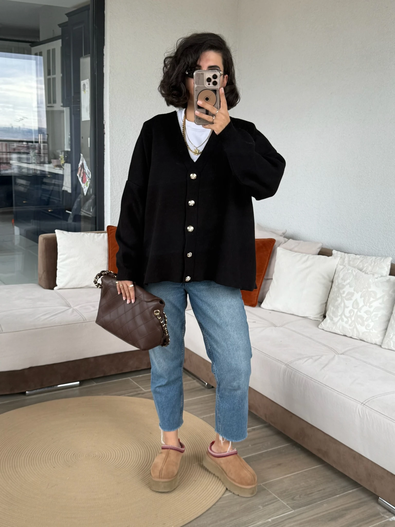 Ms Model Siyah Düğmeli Triko Hırka