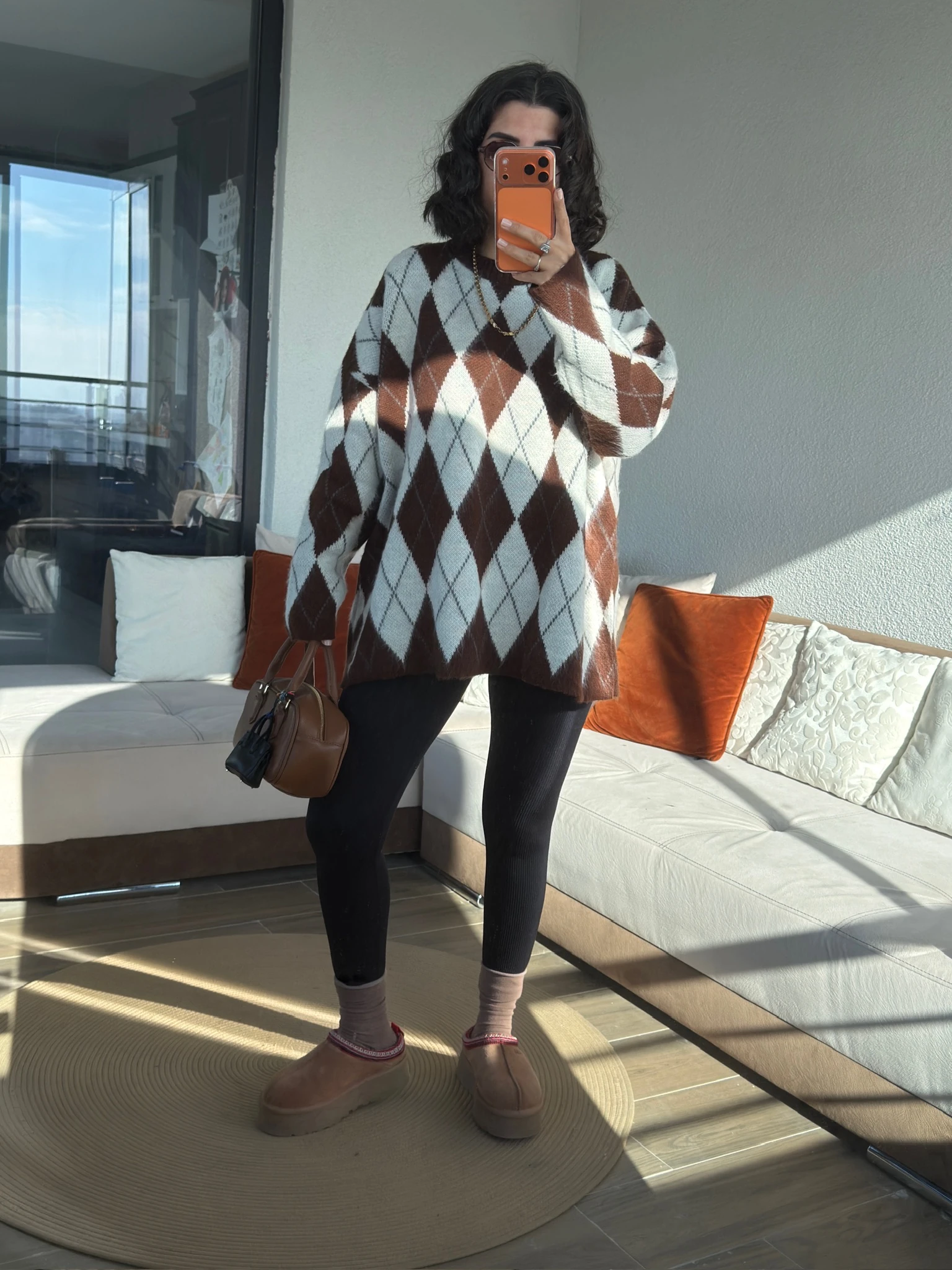 Premium Acıkahve-Krem Baklava Kazak