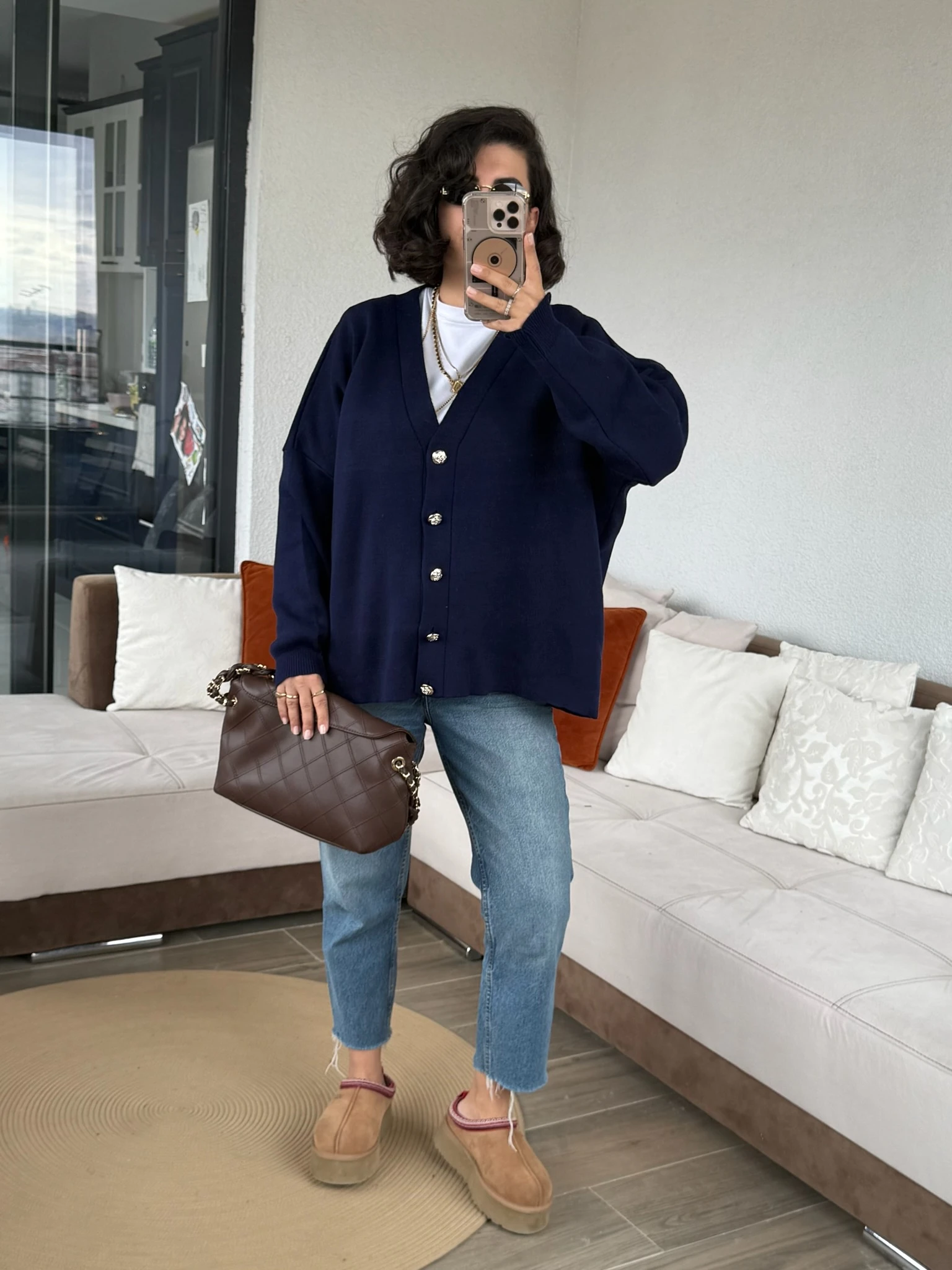 Ms Model Lacivert Düğmeli Triko Hırka