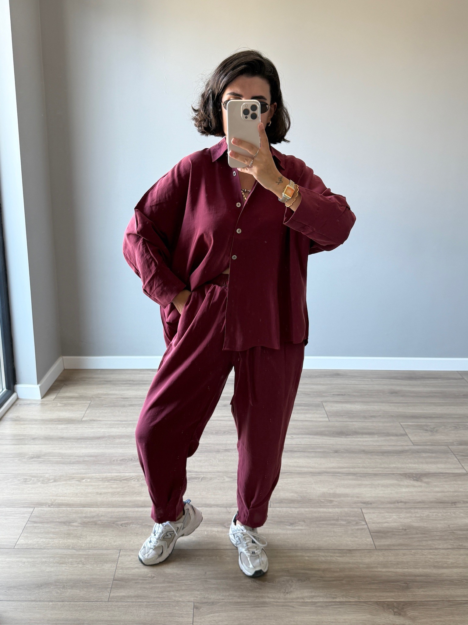 Premium Bordo Şalvarlı Takım