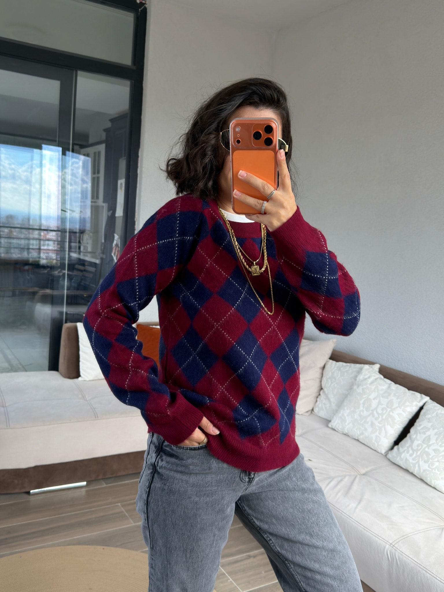 Premium Bordo Lacivert Triko Kazak