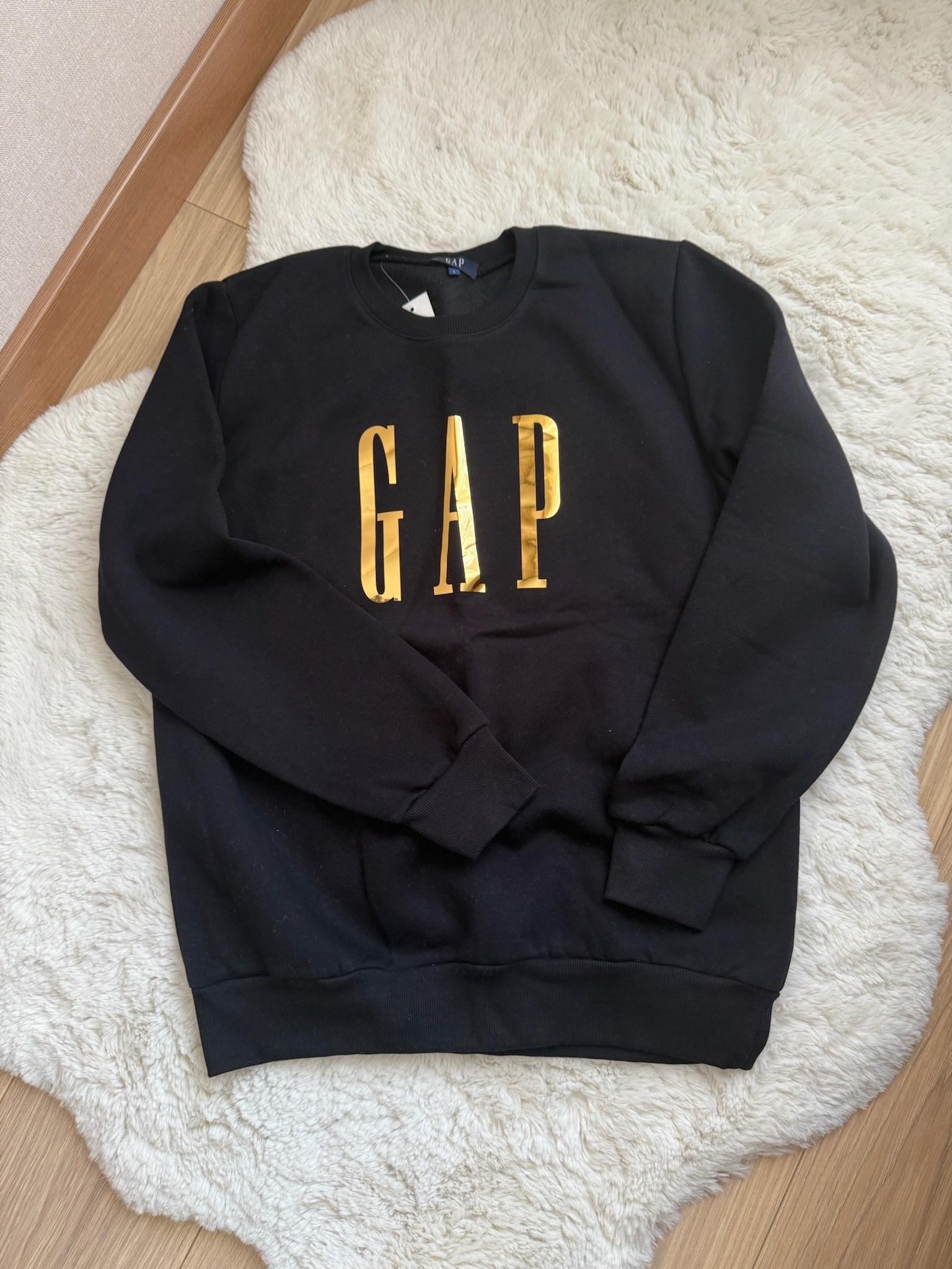 Siyah Altınsarısı Yazılı 3 İplik Şadronlu Sweatshirt