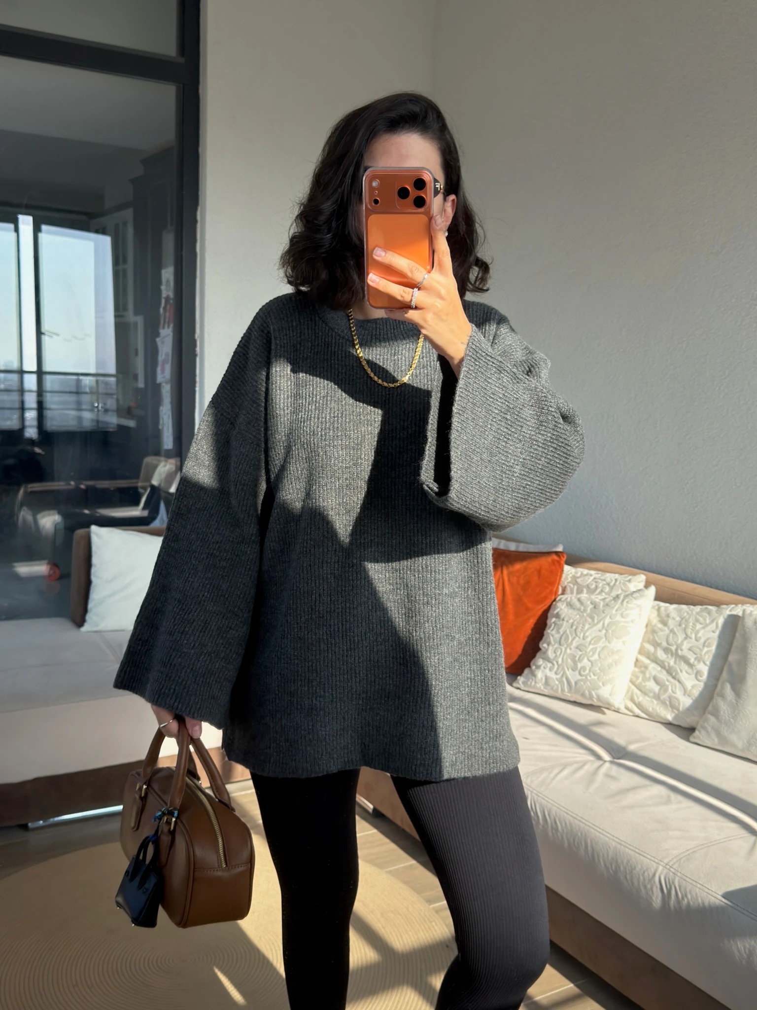 Premium Fitilli Antrasit Triko Tunik