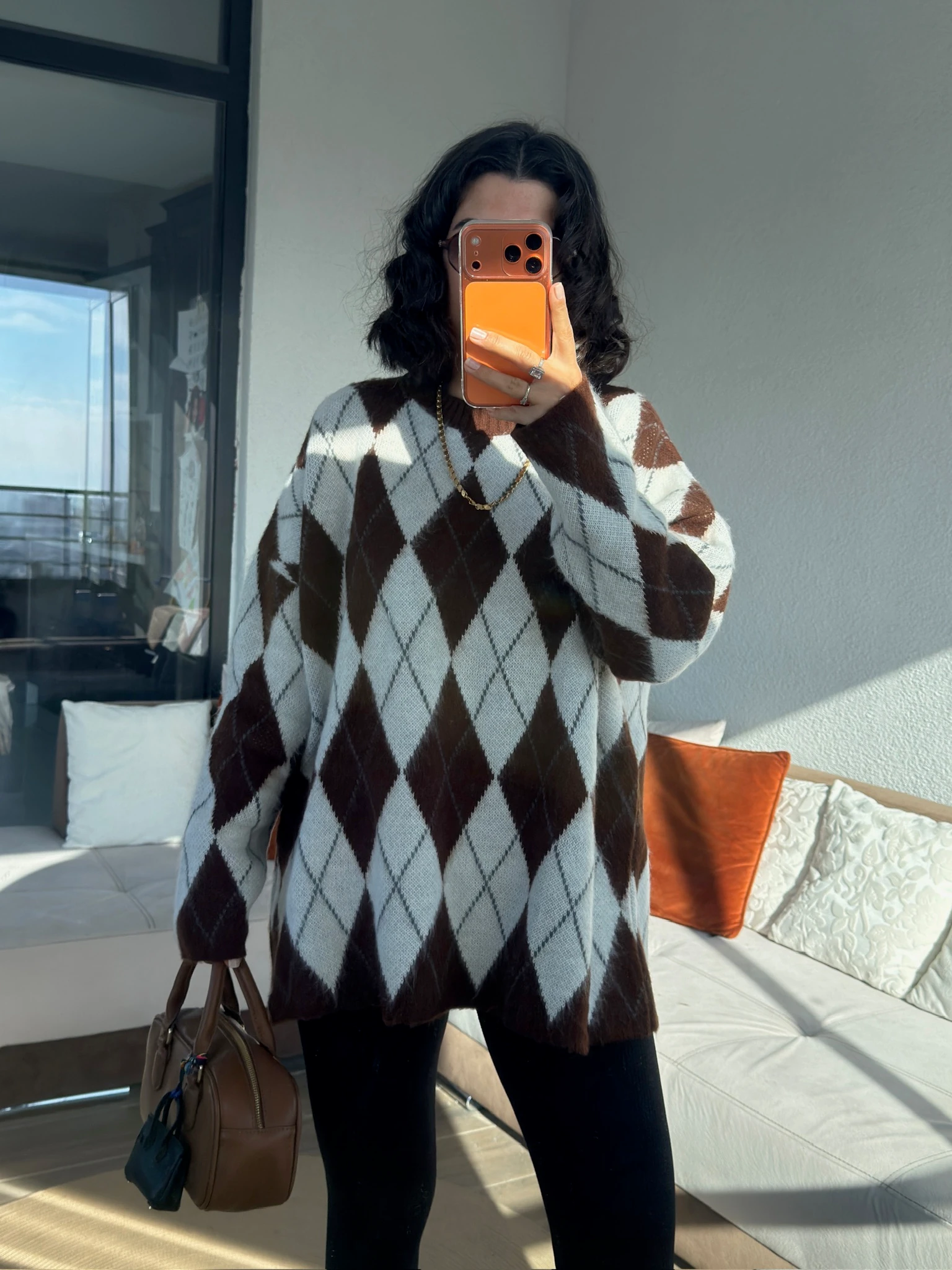 Premium Acıkahve-Krem Baklava Kazak