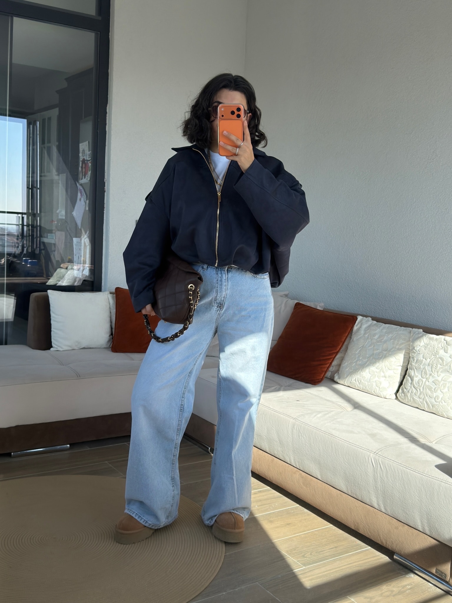 Premium Lacivert Süet Bomber Ceket