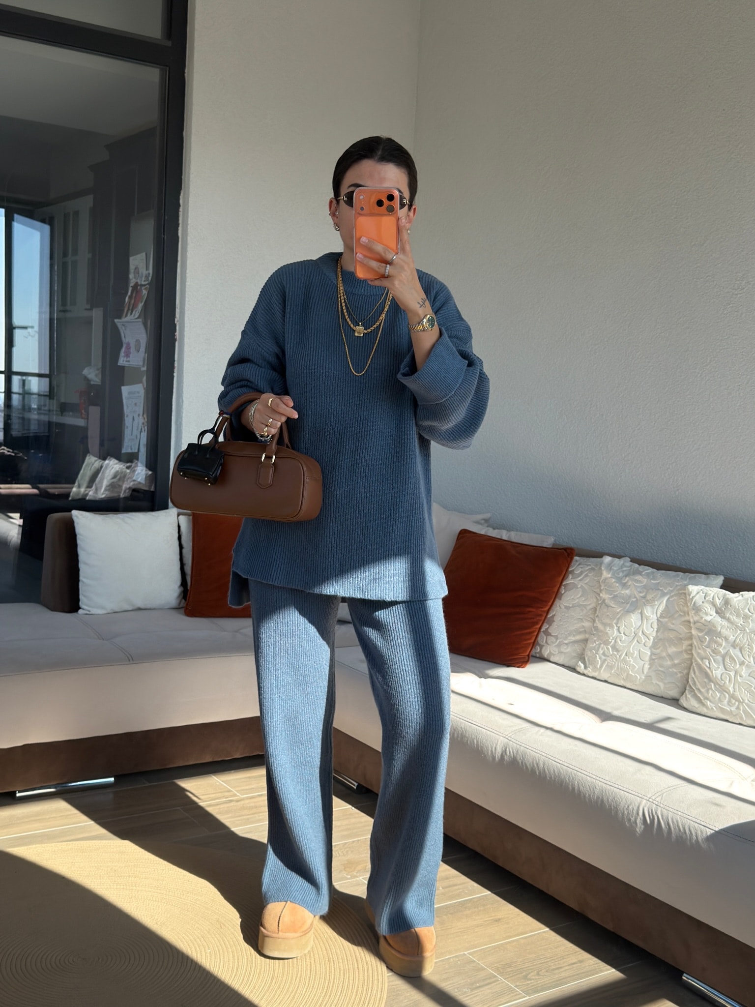 Premium Bisiklet Yaka Mavi Fitilli Takım