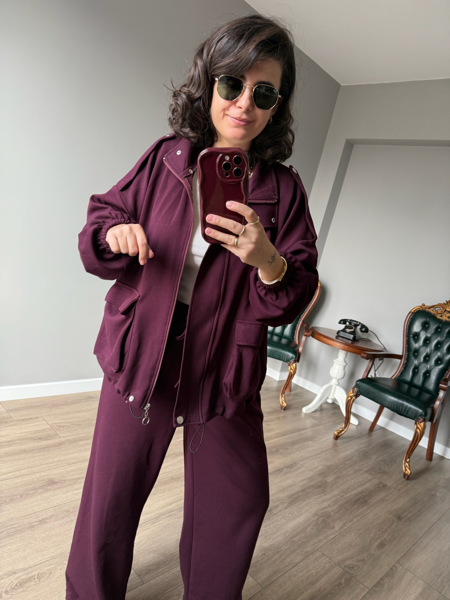 Bordo Cepli Modal Kumaş Takım