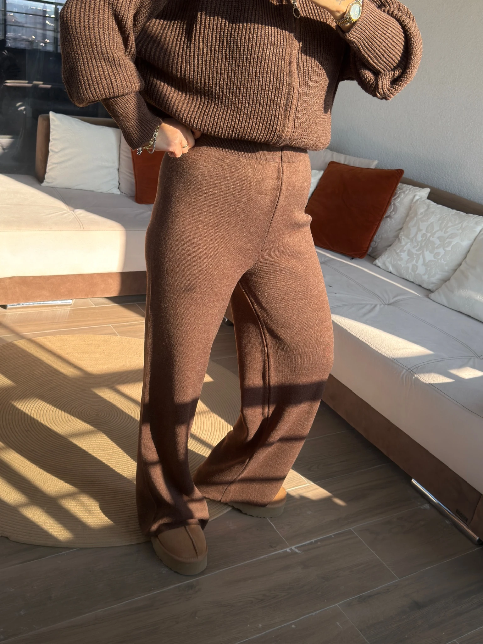 Acıkahve Triko Pantolon